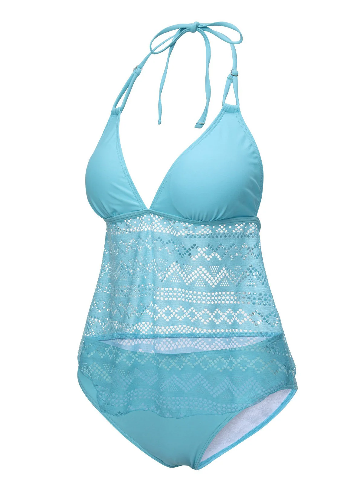 Maillot de bain dos nu ajouré en dentelle bleu clair des années 1930 - Image 2