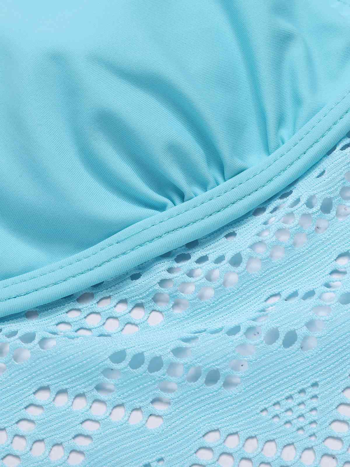Maillot de bain dos nu ajouré en dentelle bleu clair des années 1930 - Image 4