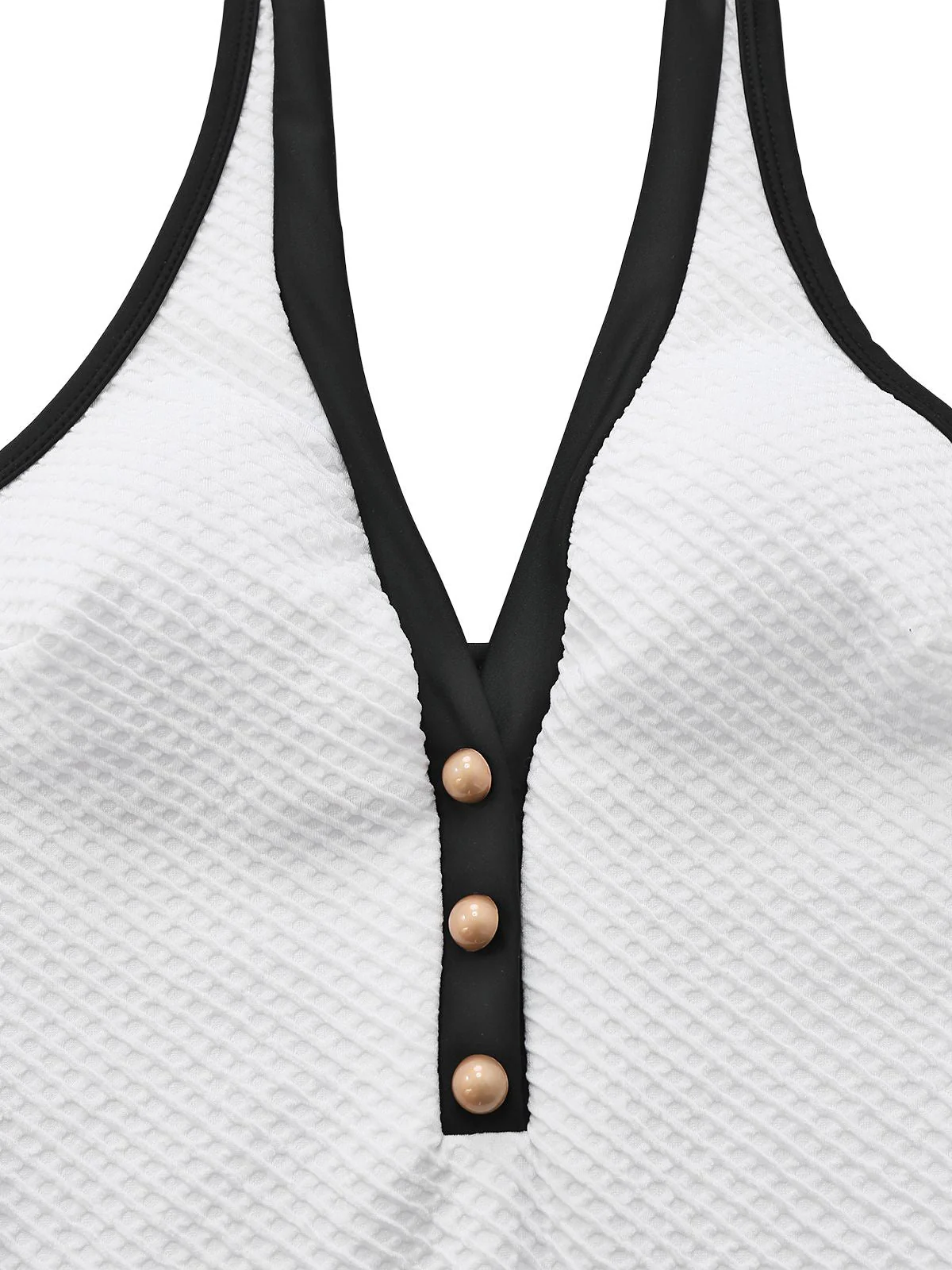 Maillot de bain dos nu col V boutonné 1950s - Image 3