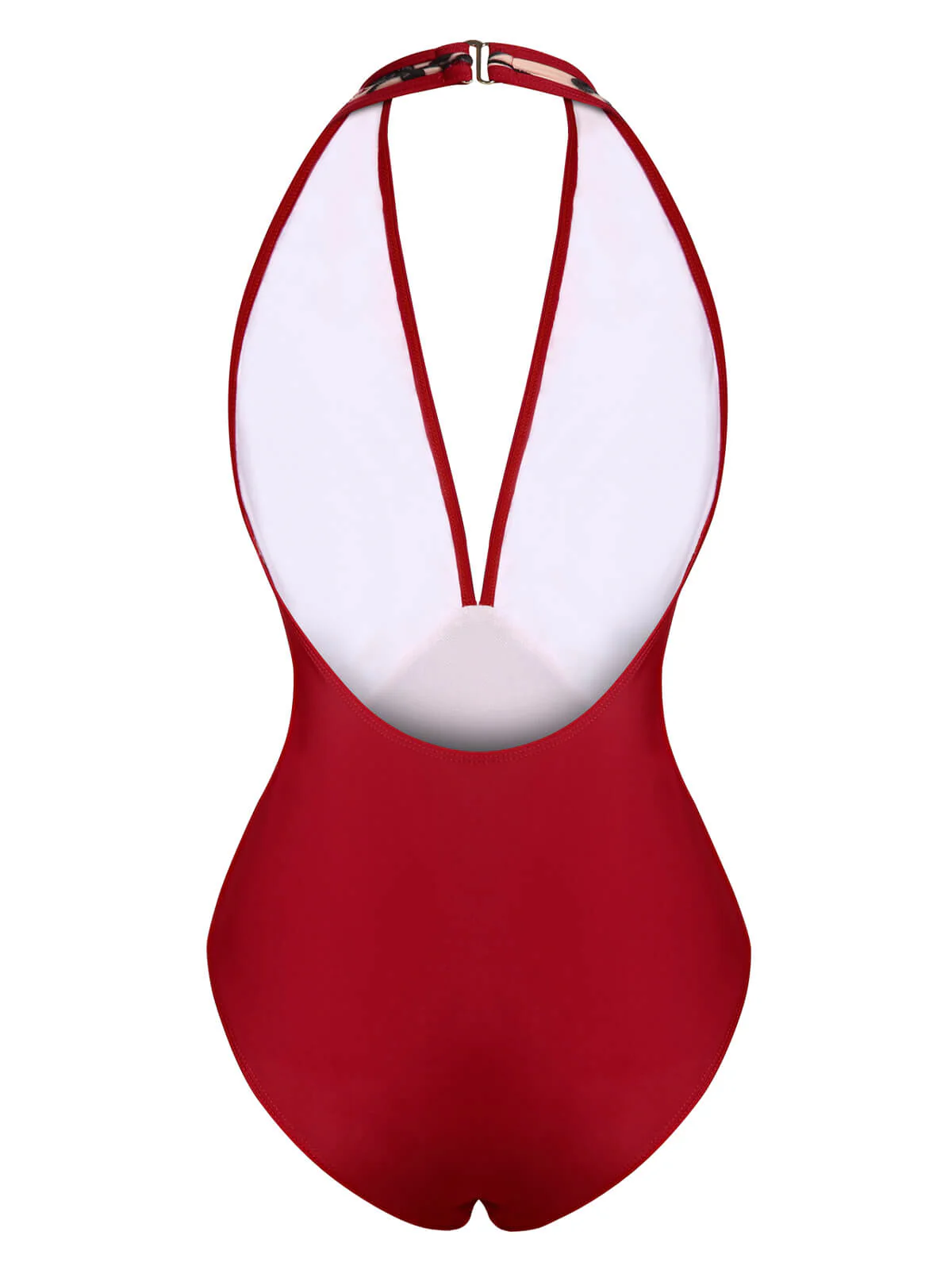 Maillot de bain dos nu fleuri rouge vin des années 1950 - Image 4