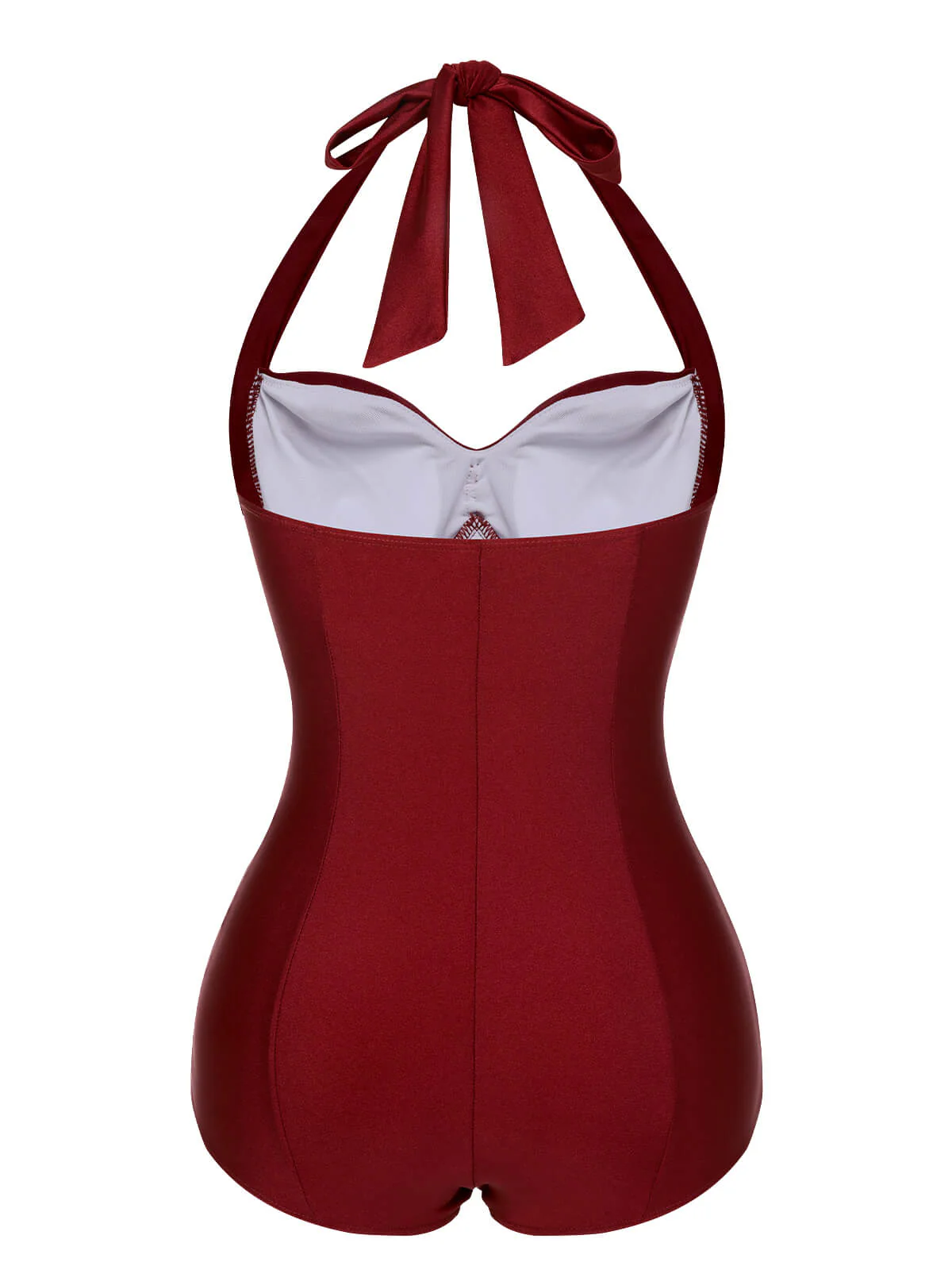 Maillot de bain dos nu froncé rouge des années 1950 - Image 3