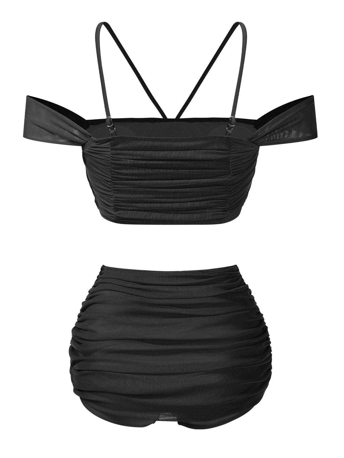 Maillot de bain dos nu froncé noir uni des années 1930 - Image 3