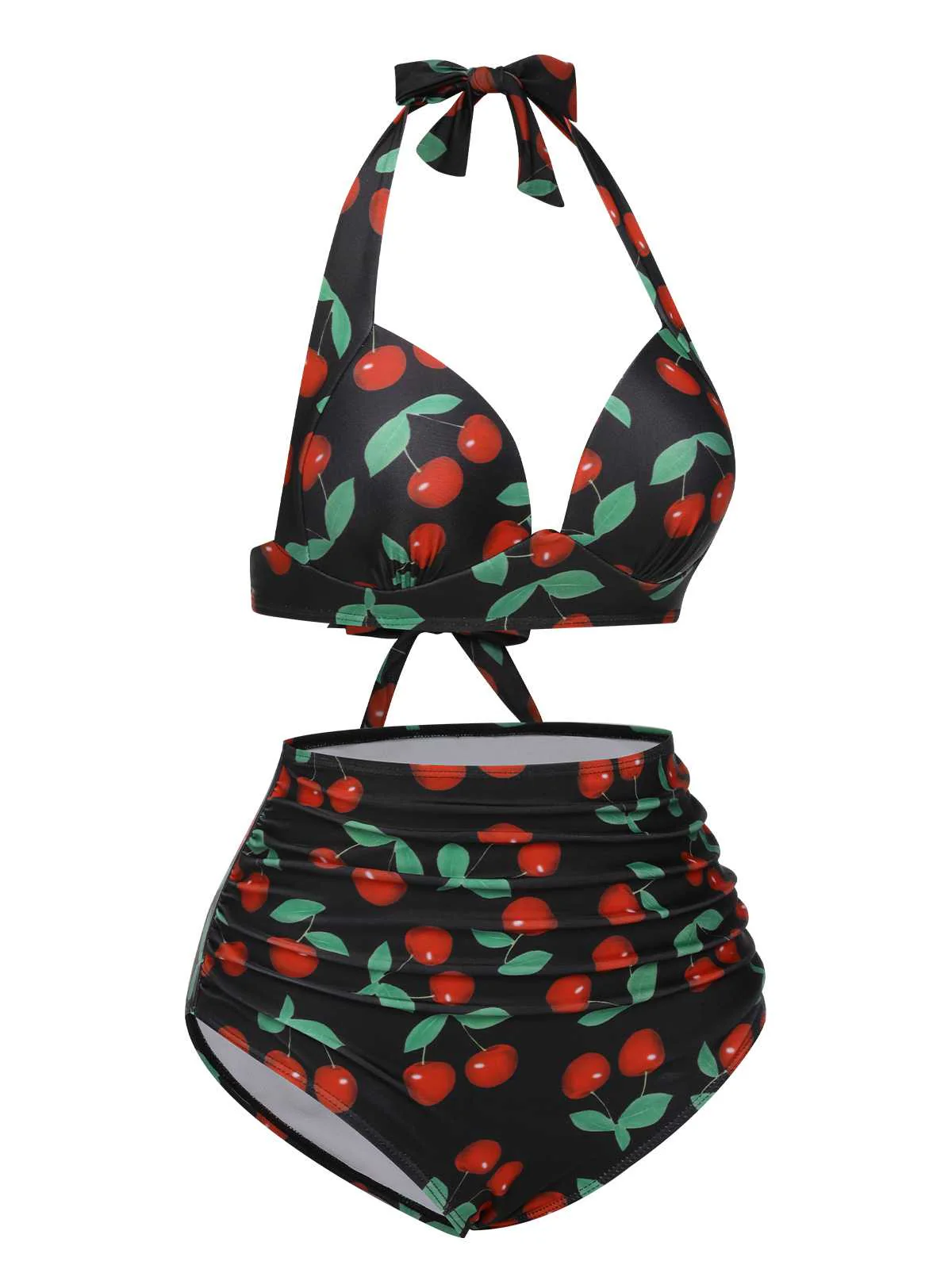 Maillot de bain dos nu noir cerise des années 1960 - Image 2