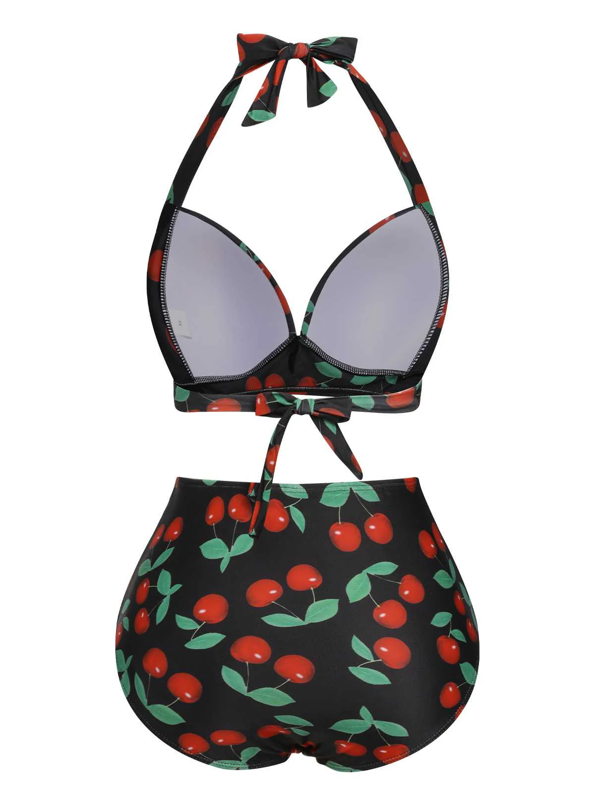 Maillot de bain dos nu noir cerise des années 1960 - Image 3