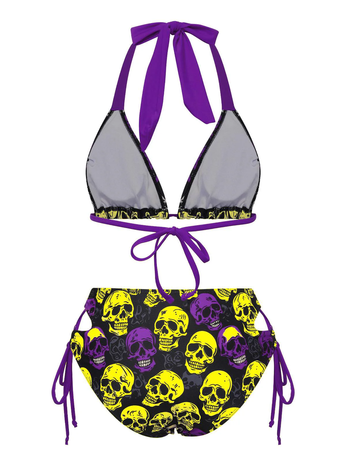 Maillot de bain dos nu tête de mort multicolore des années 1950 - Image 10