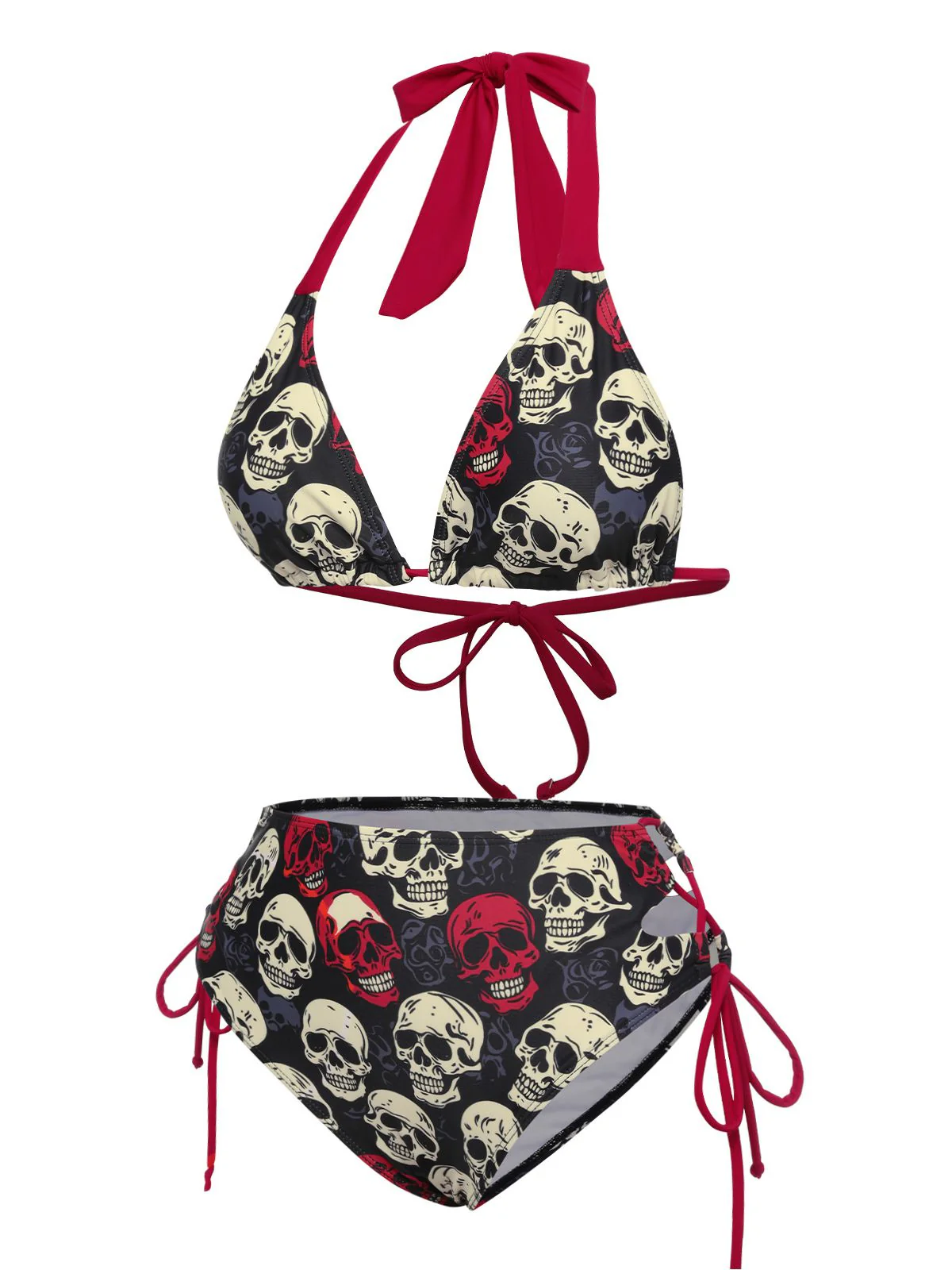 Maillot de bain dos nu tête de mort multicolore des années 1950 - Image 4