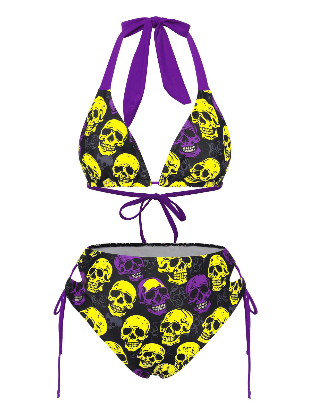 Maillot de bain dos nu tête de mort multicolore des années 1950 - Image 9