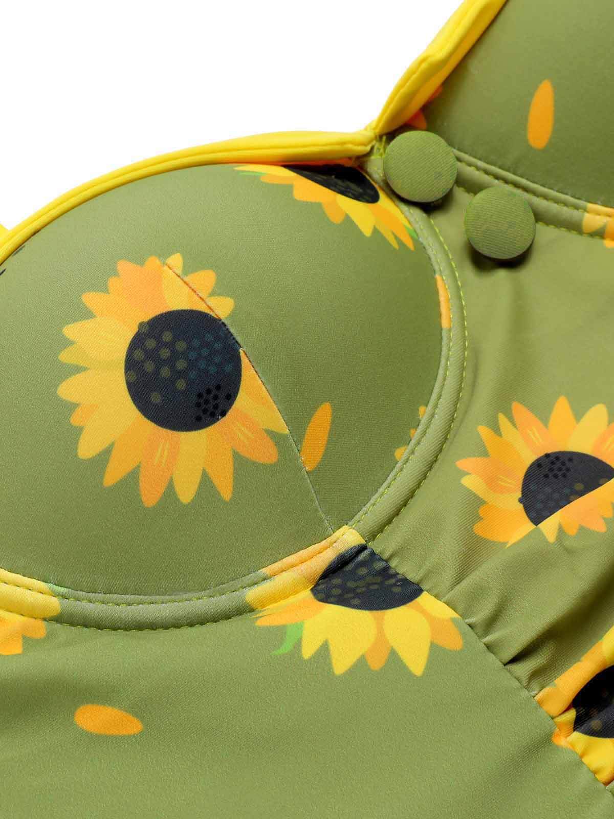 Maillot de bain dos nu tournesols verts des années 1930 - Image 5