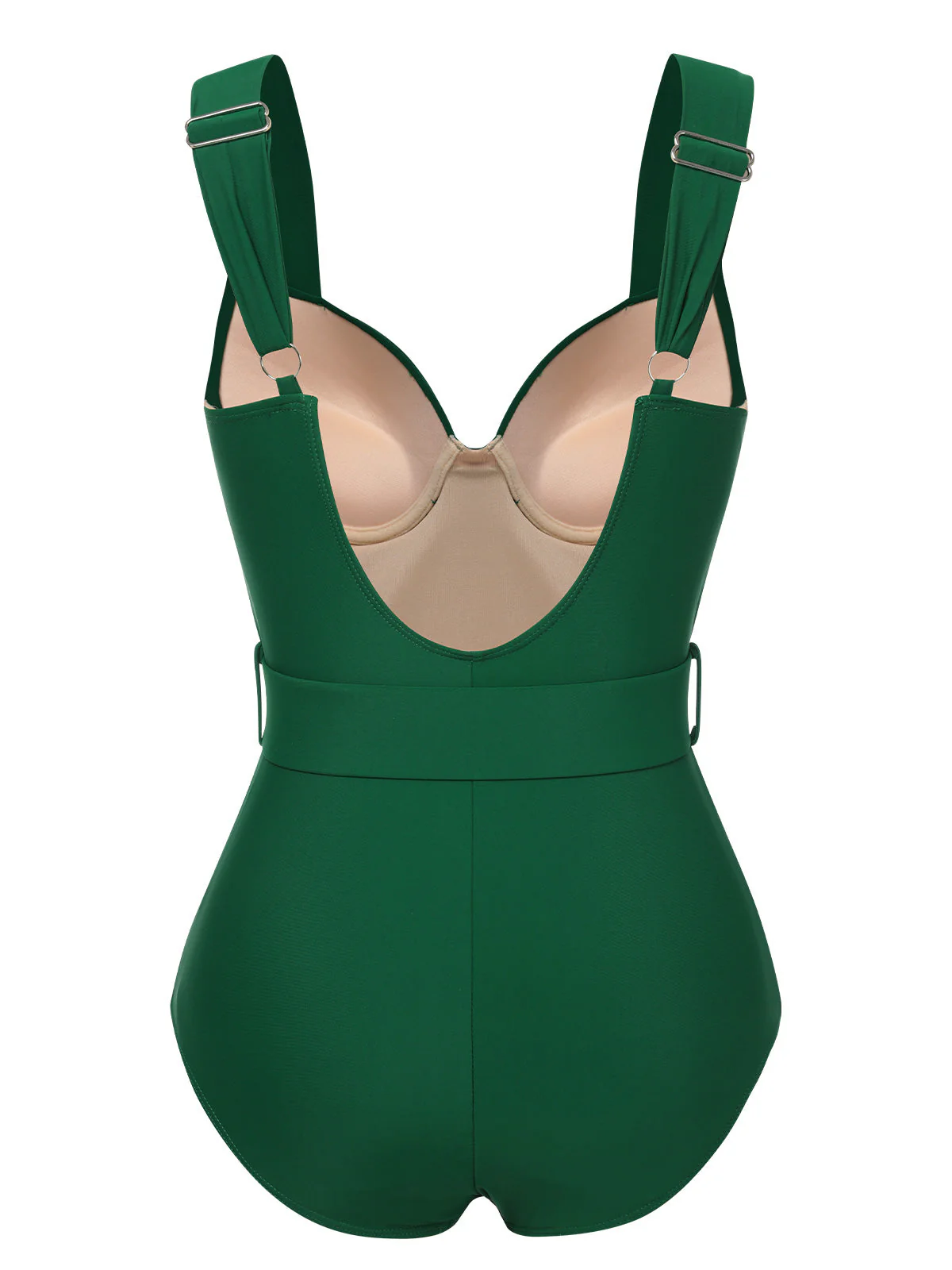 Maillot de bain dos nu vert années 1930 avec ceinture unie - Image 3