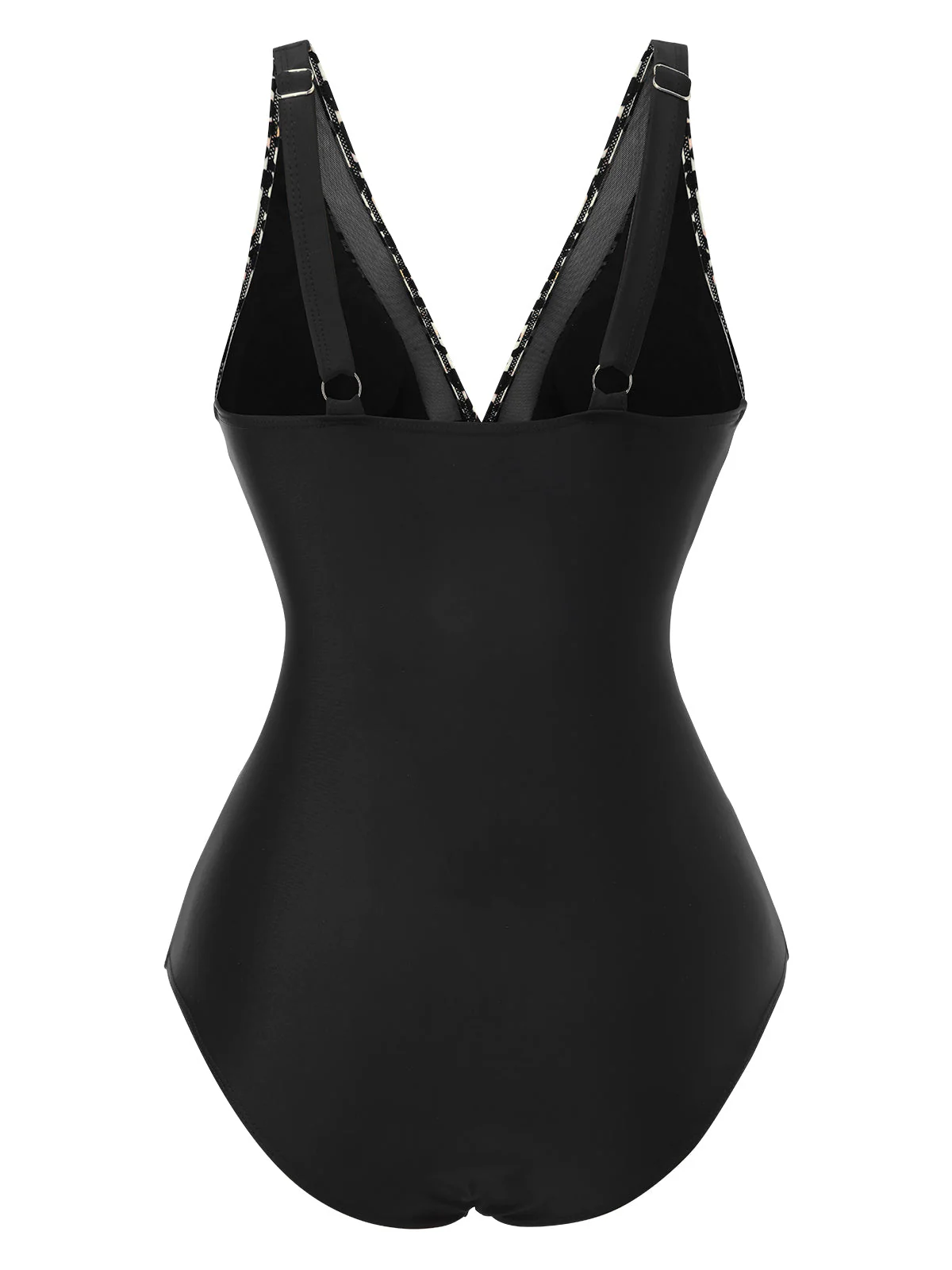 Maillot de bain en patchwork léopard col V profond des années 1950 - Image 3