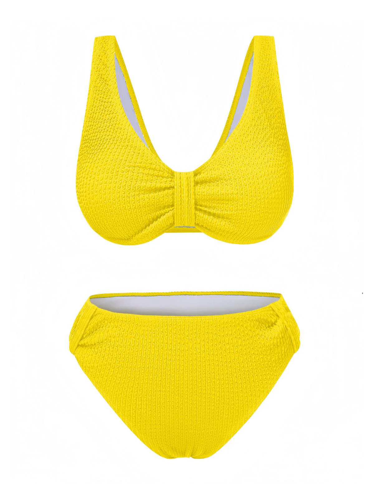 Maillot de bain en tissu texturé à nœud papillon uni des années 1940