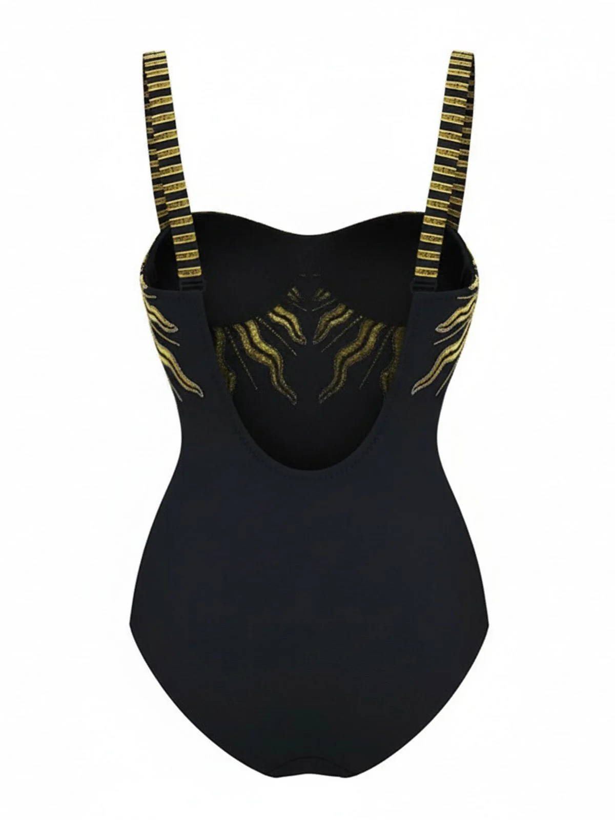 Maillot de bain et paréo dos nu à paillettes noires motif tournesol années 1950 - Image 4