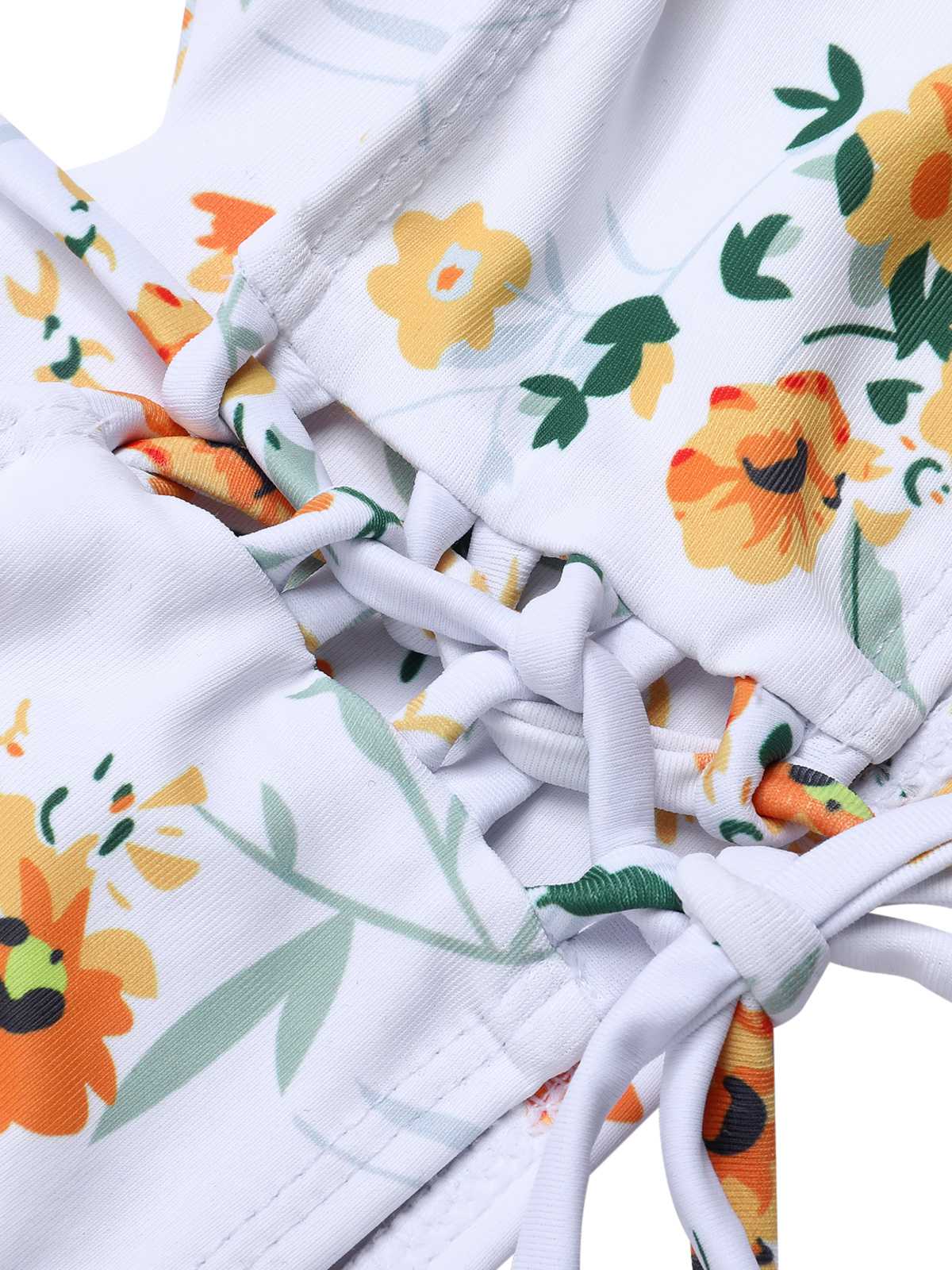 Maillot de bain floral vert à bretelles spaghetti des années 1950 - Image 4
