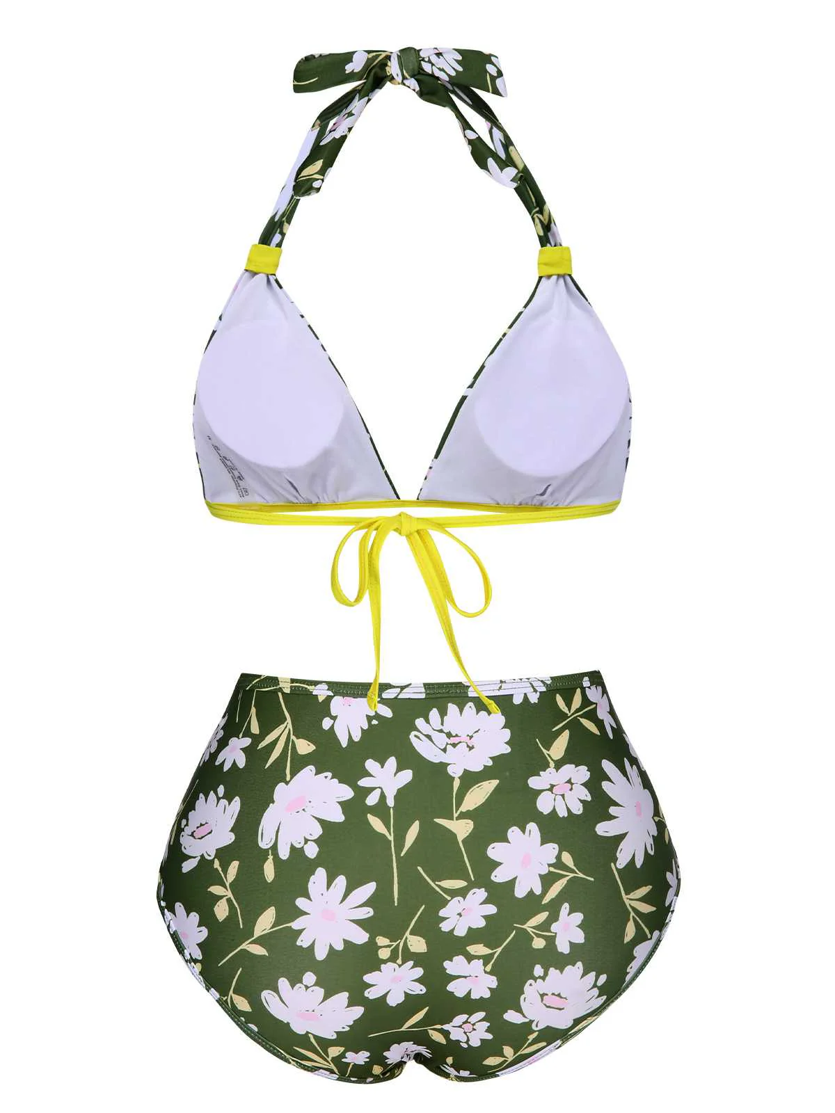 Maillot de bain floral vert foncé des années 1940 avec nœud dos nu - Image 4