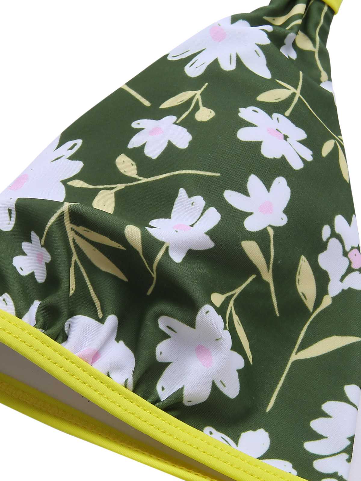 Maillot de bain floral vert foncé des années 1940 avec nœud dos nu - Image 5