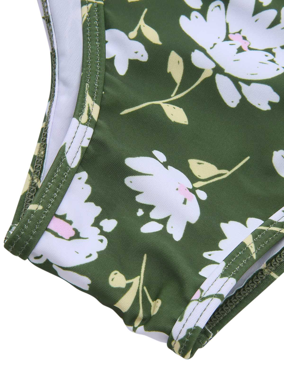 Maillot de bain floral vert foncé des années 1940 avec nœud dos nu - Image 7