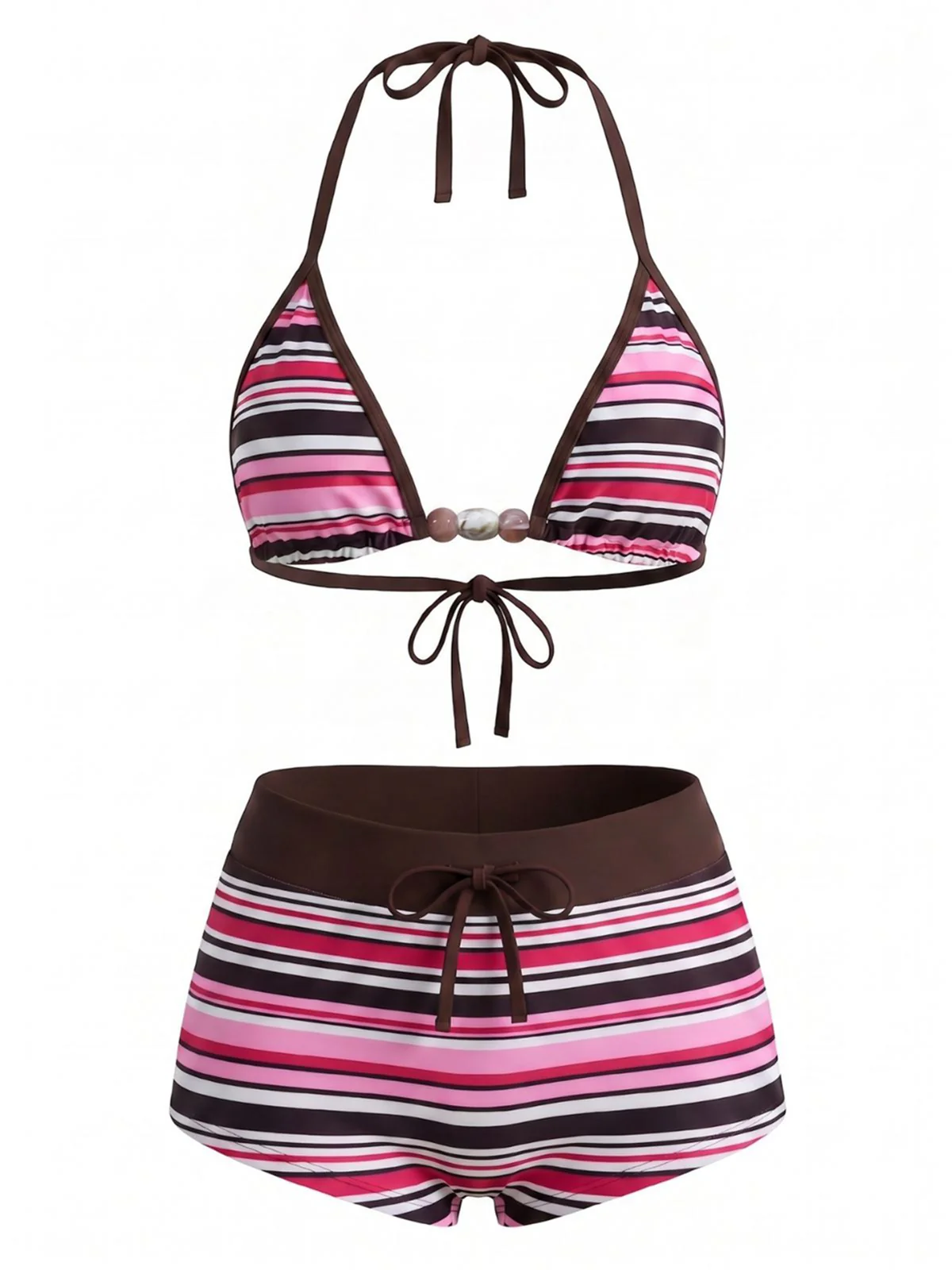 Maillot de Bain Halter Rayures Arc-En-Ciel Années 1950