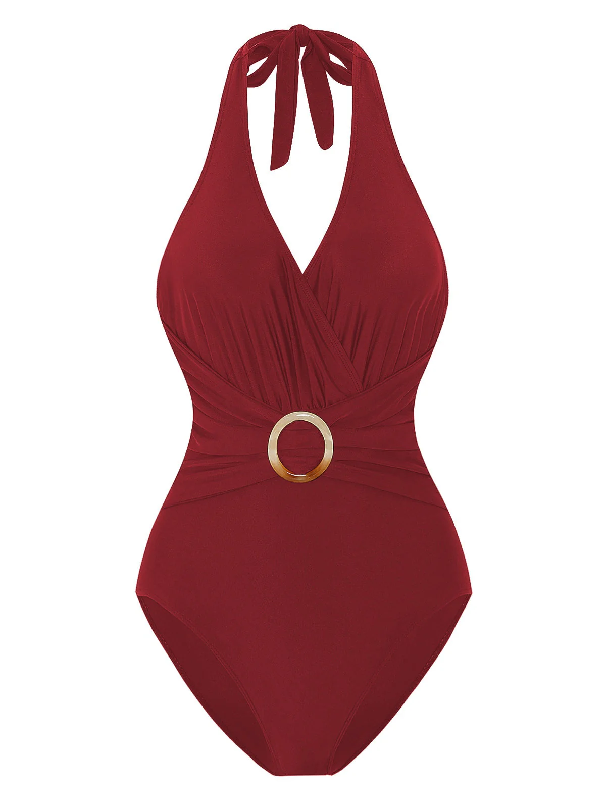 Maillot de bain licou avec ceinture à anneaux solides des années 1960 - Image 4