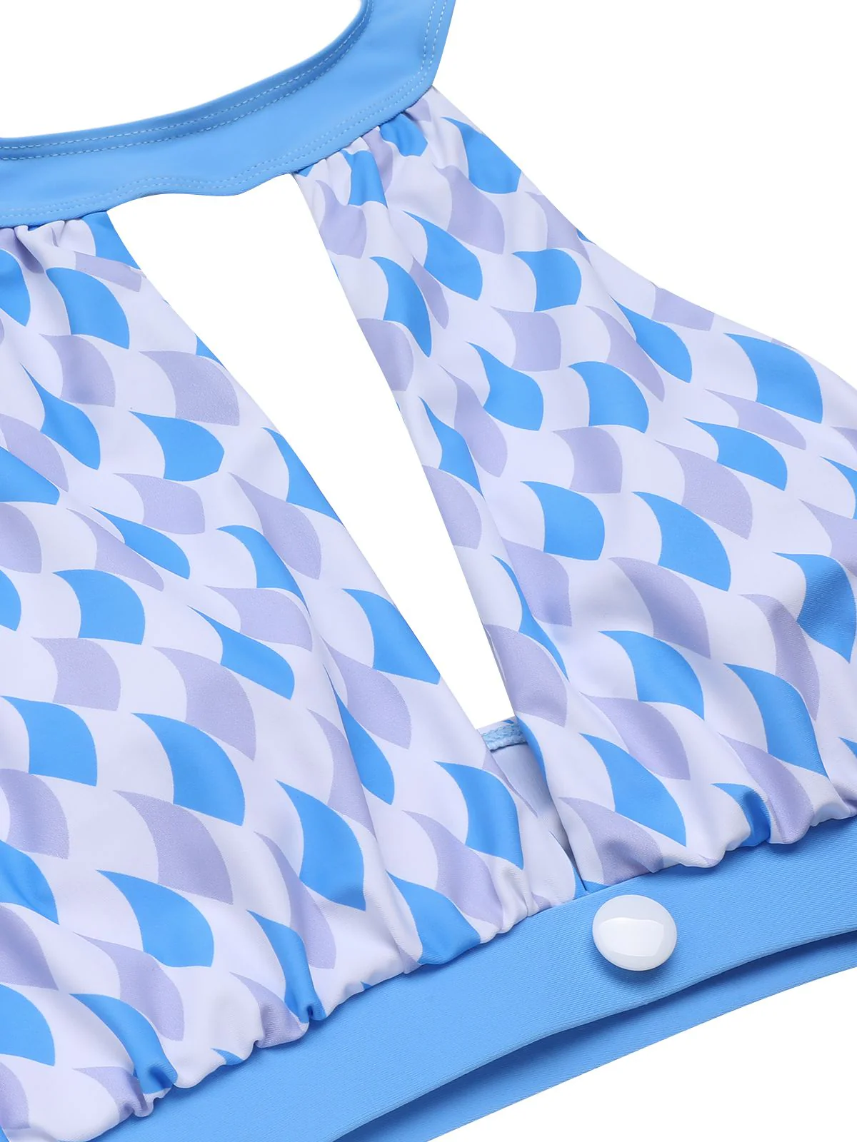 Maillot de bain licou col trou de serrure bleu et violet 1940s - Image 5