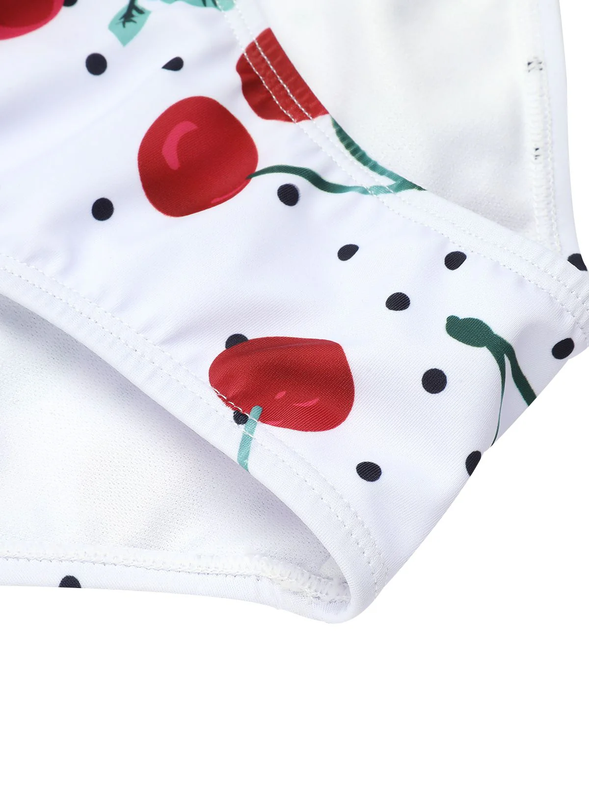 Maillot de bain licou à lacets blanc cerise des années 1950 - Image 6