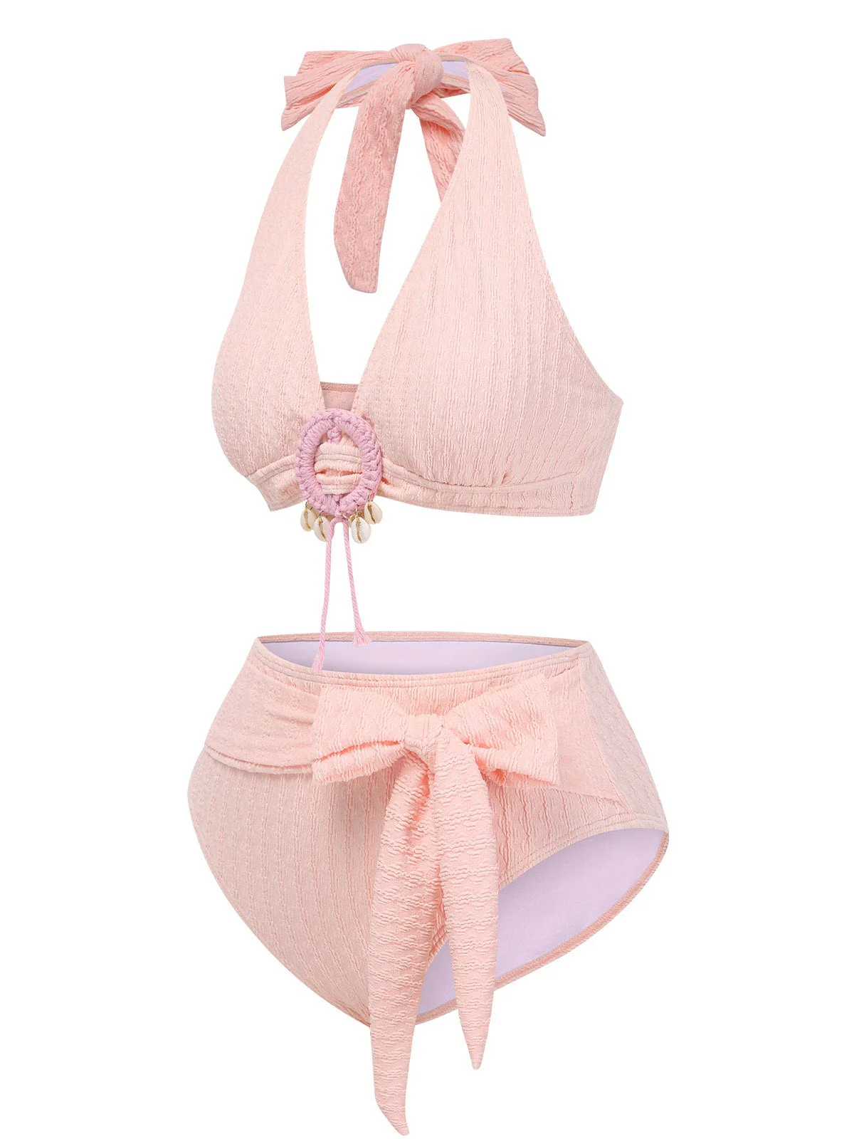 Maillot de bain licou texturé à col V profond des années 1950 - Image 2