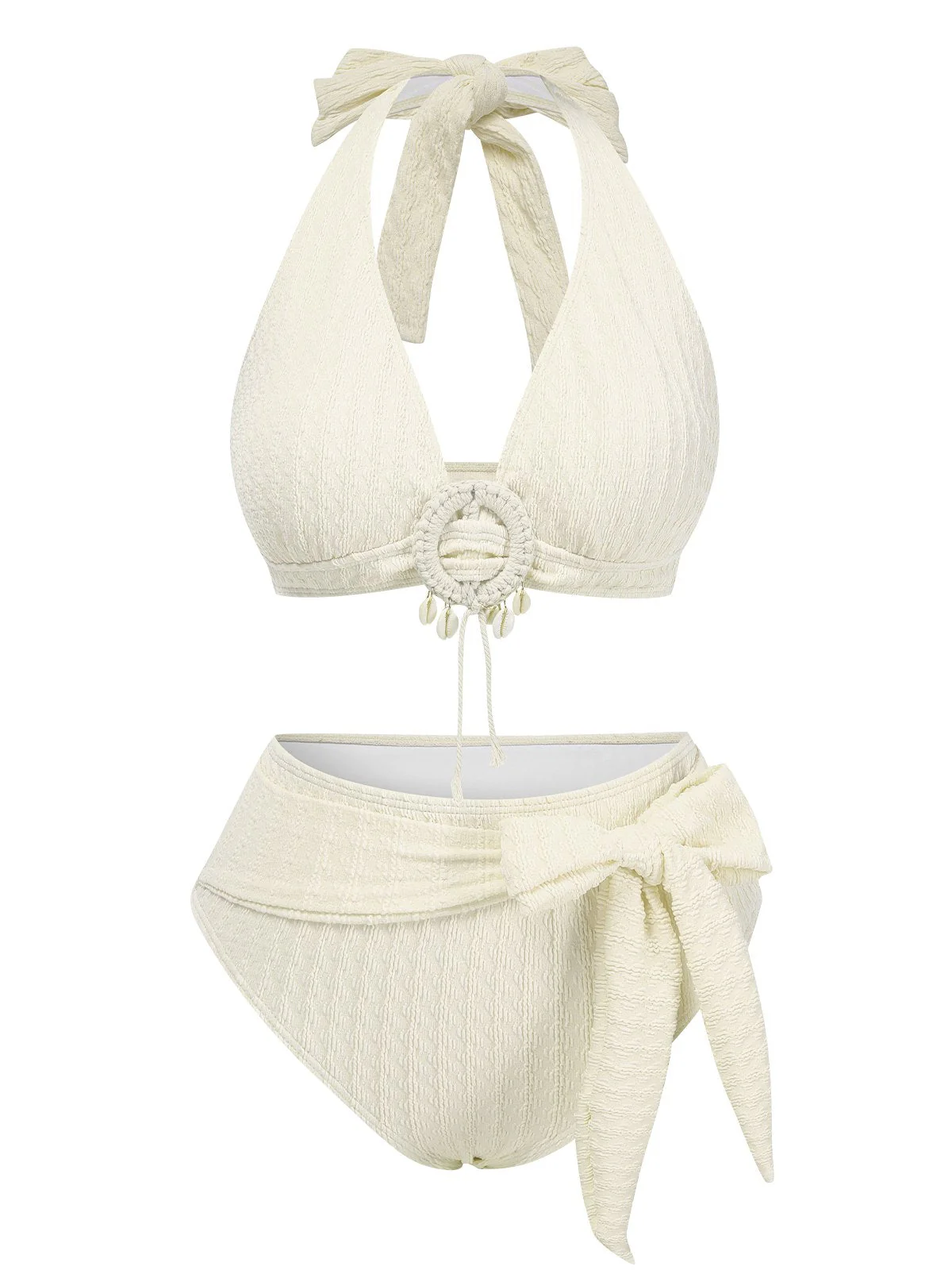 Maillot de bain licou texturé à col V profond des années 1950 - Image 5