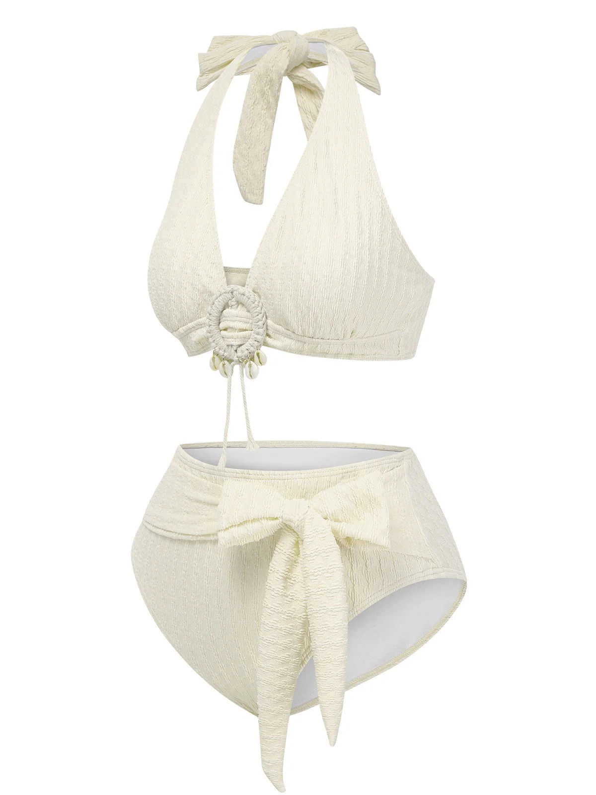 Maillot de bain licou texturé à col V profond des années 1950 - Image 6