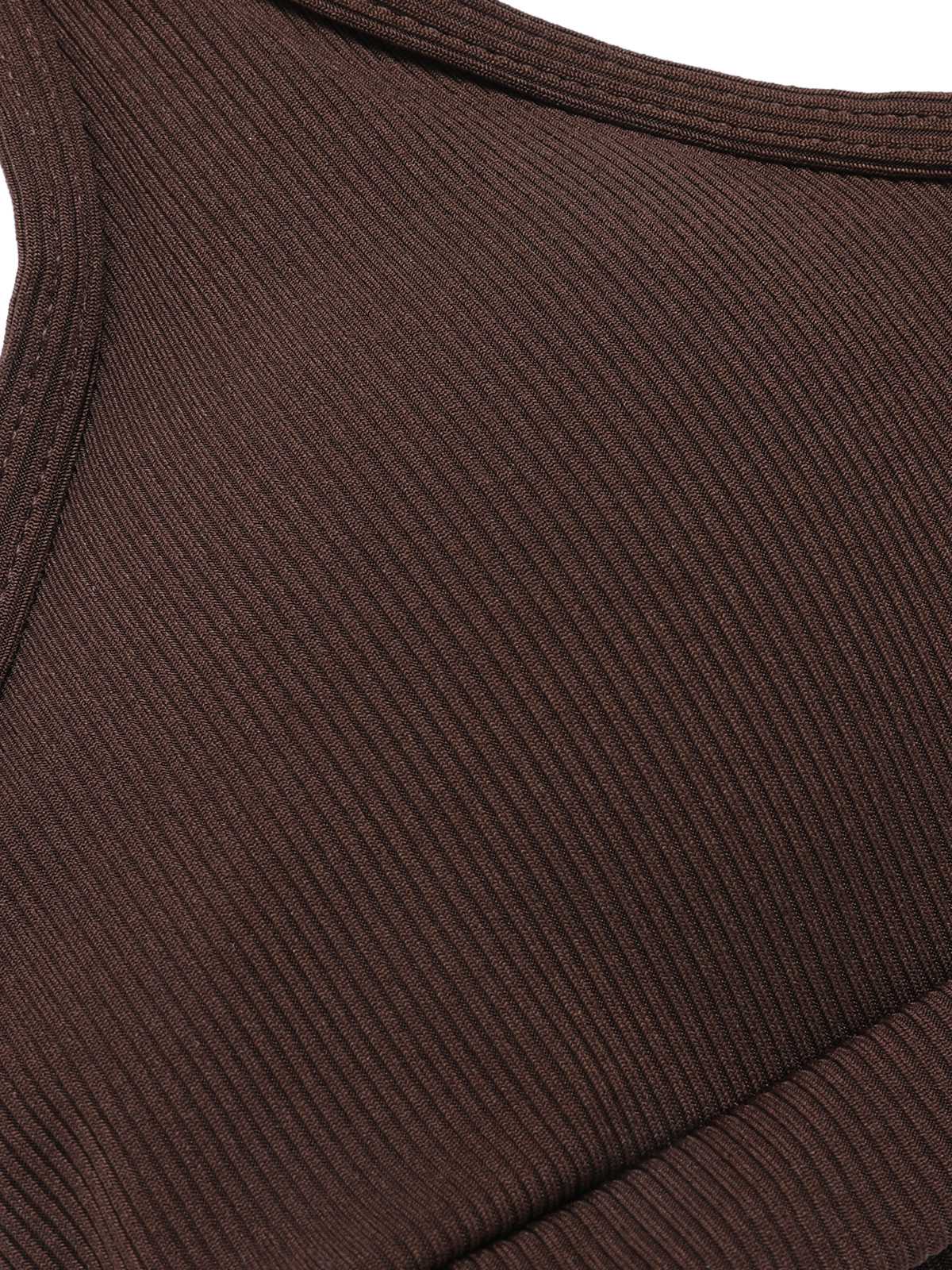 Maillot de bain marron uni à bretelles spaghetti des années 1950 - Image 4