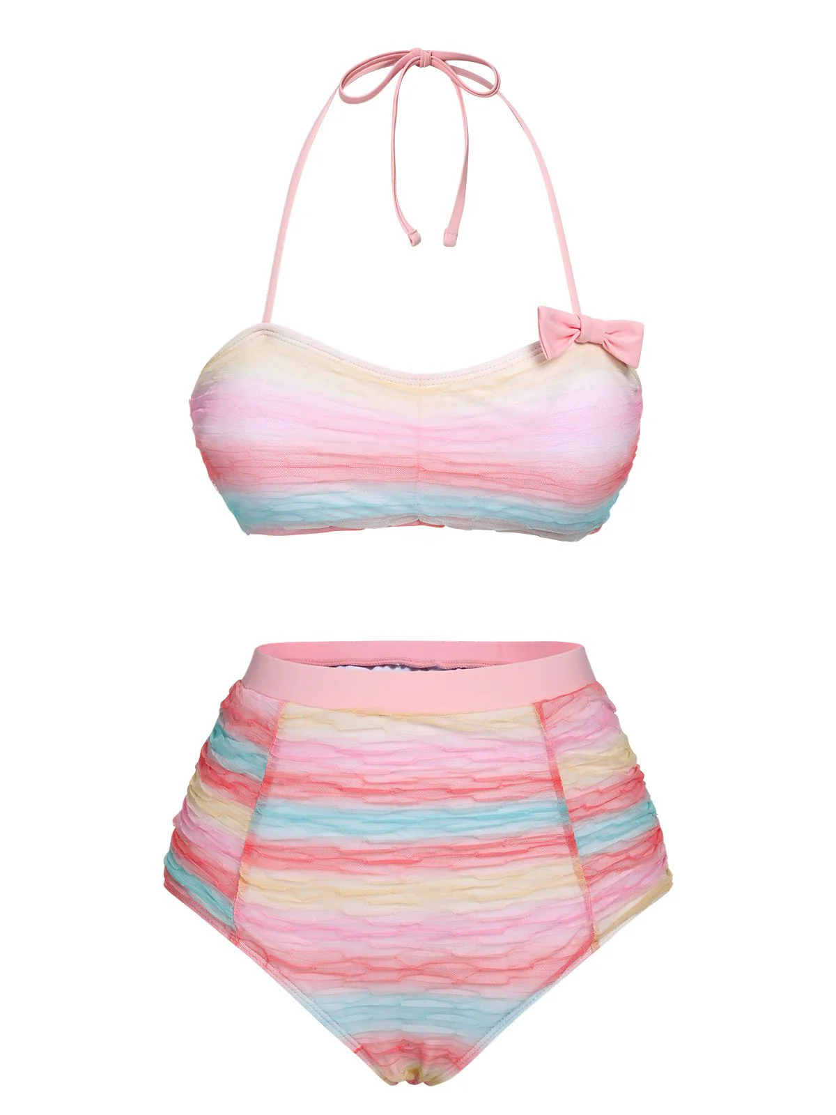 Maillot de bain multicolore en maille arc-en-ciel des années 1960 - Image 2