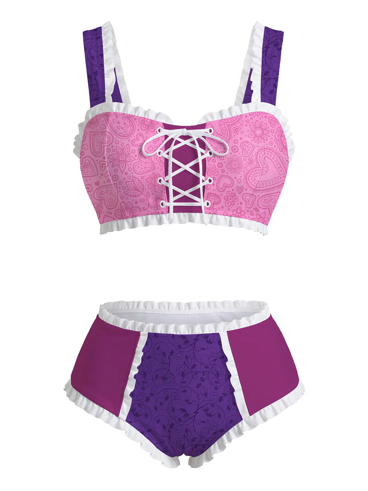 Maillot de bain multicolore princesse Raiponce 1950s - Image 2
