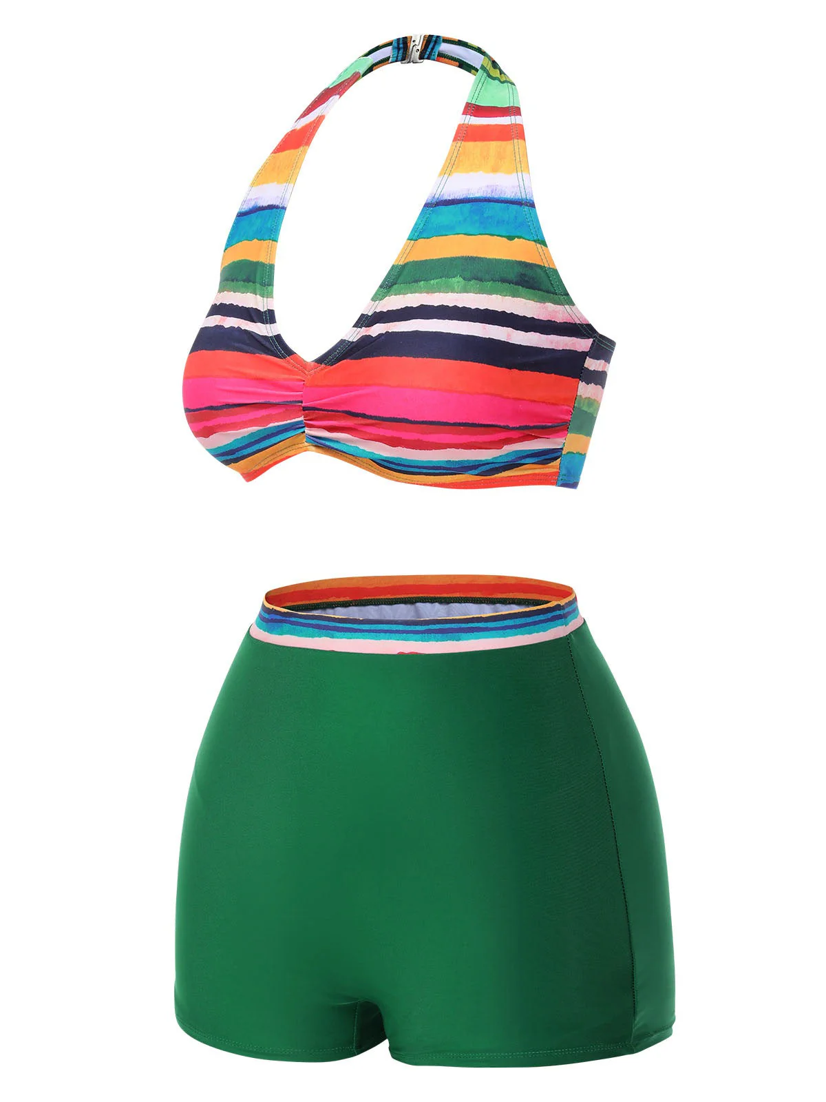 Maillot de bain multicolore à rayures Boho 1970 avec Cache Maillot - Image 6