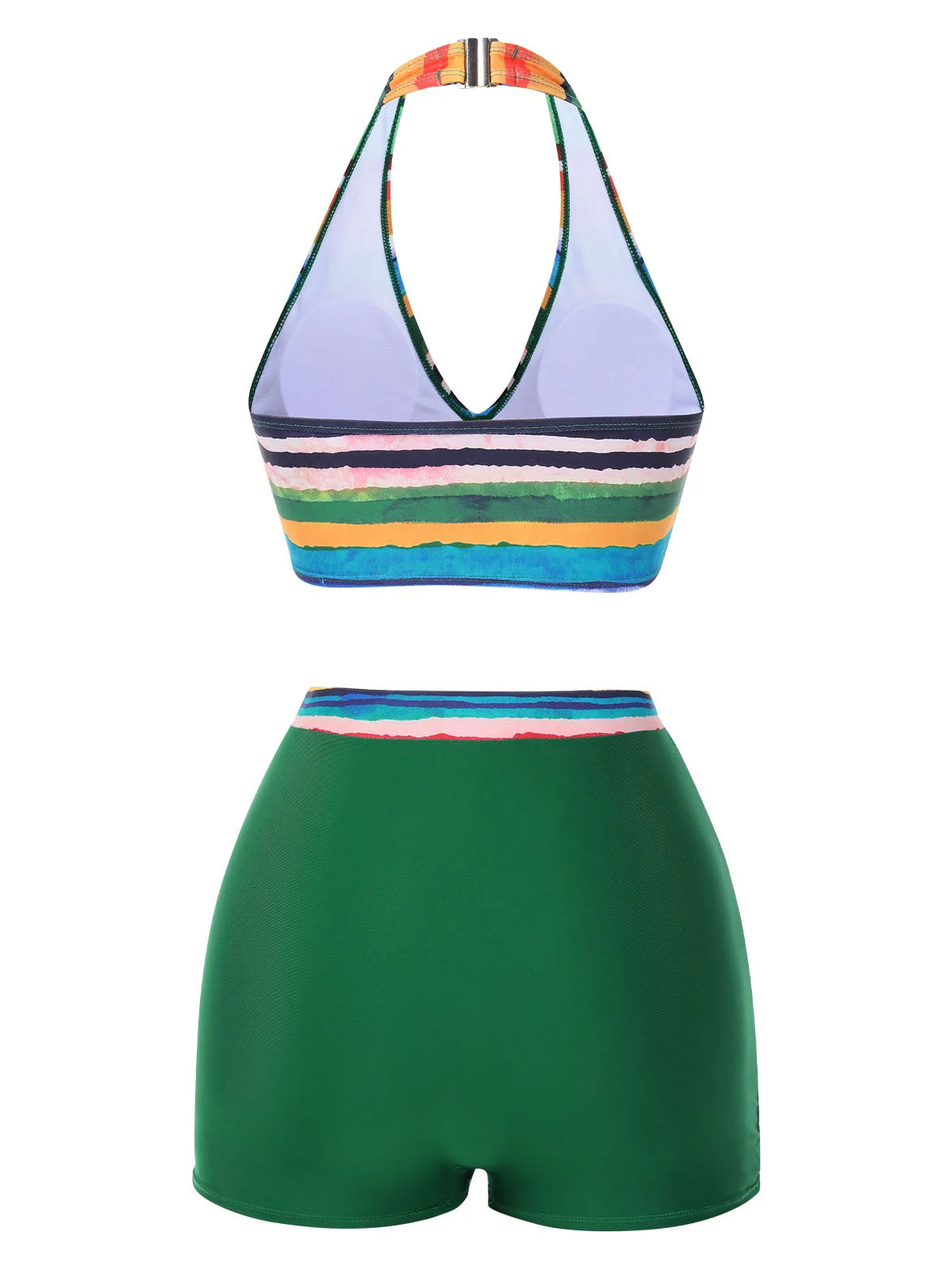 Maillot de bain multicolore à rayures Boho 1970 avec Cache Maillot - Image 7