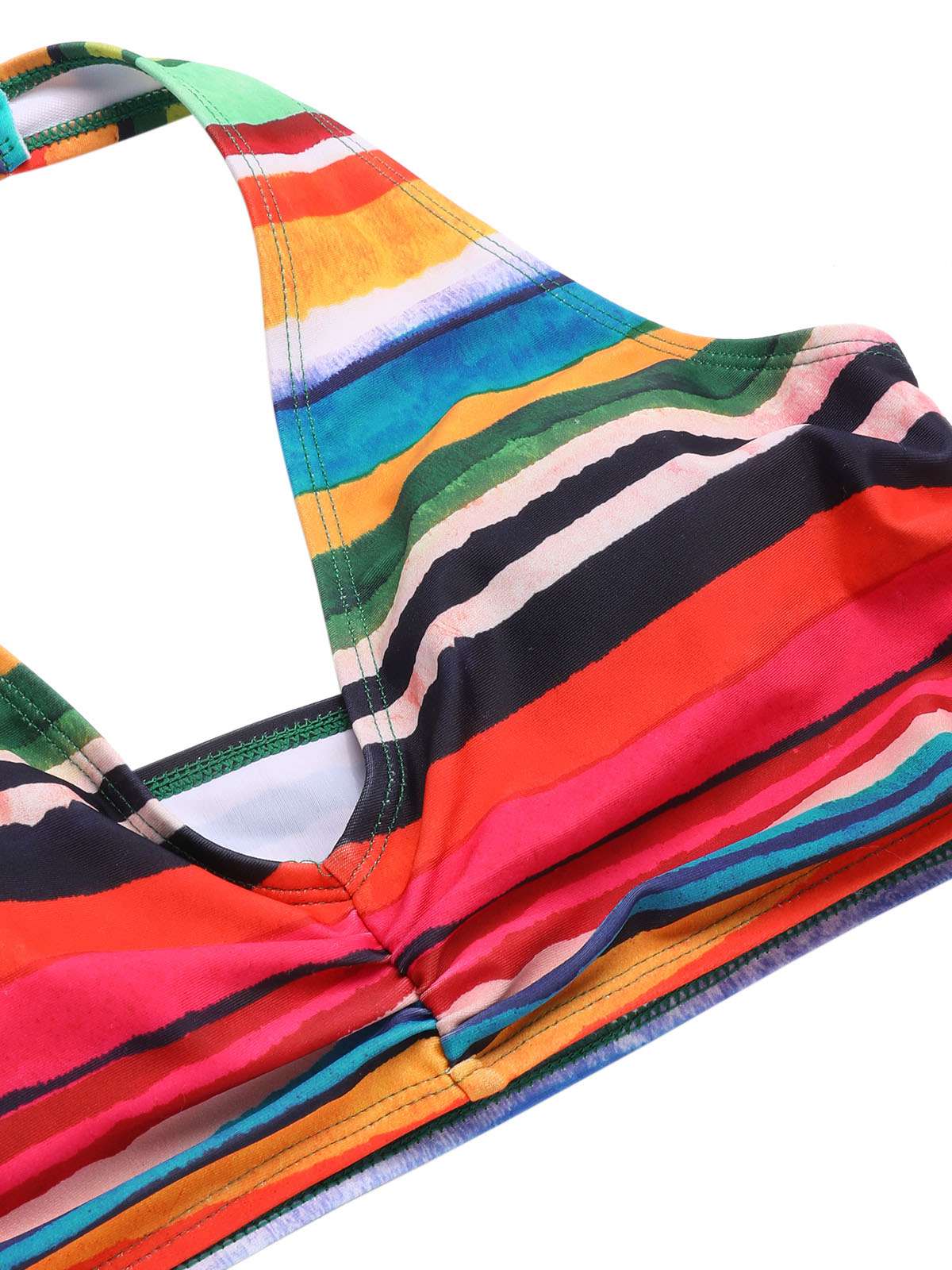 Maillot de bain multicolore à rayures Boho 1970 avec Cache Maillot - Image 9