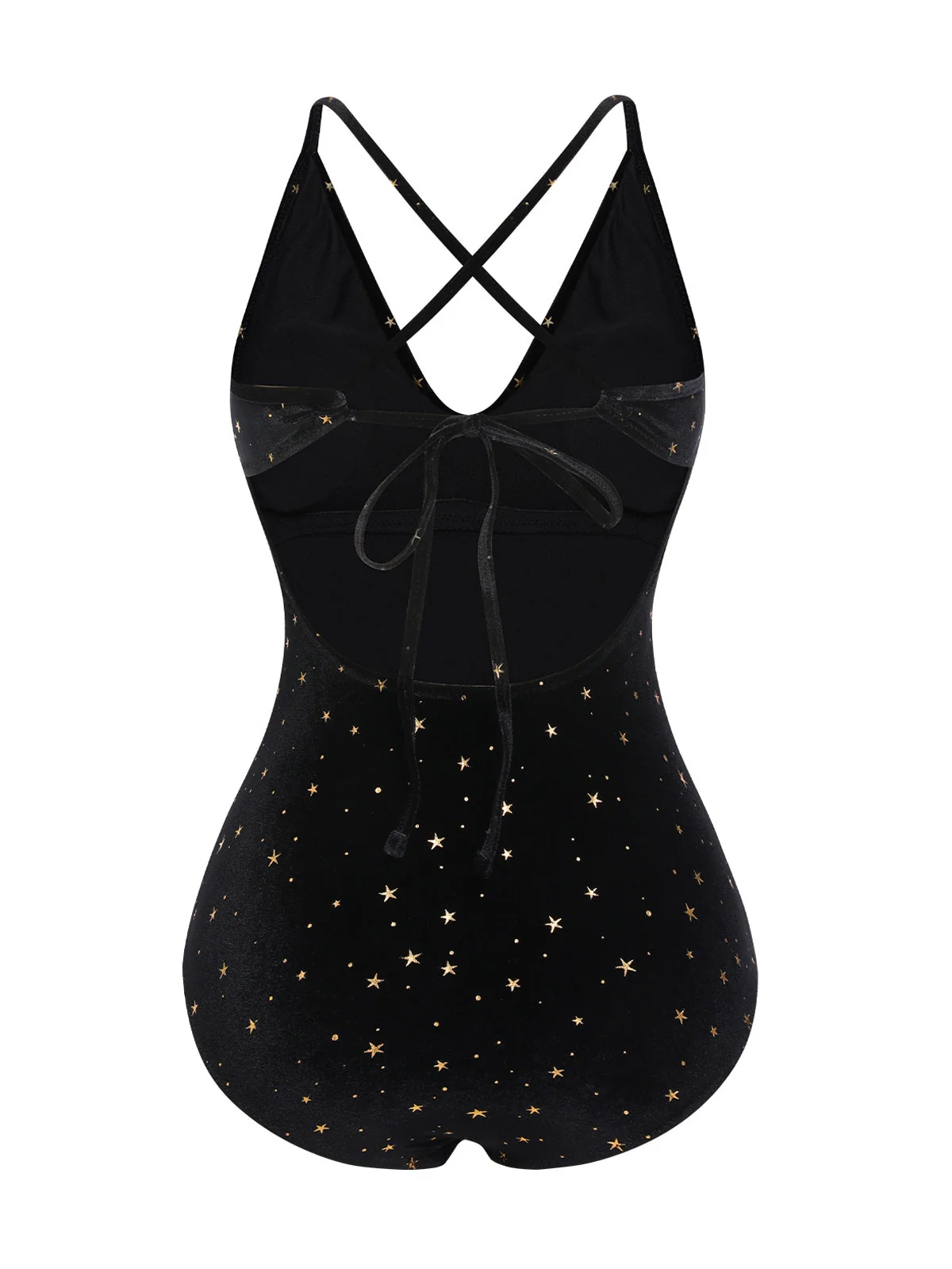 Maillot de bain noir à bretelles croisées dans le dos en velours des années 1960 - Image 4