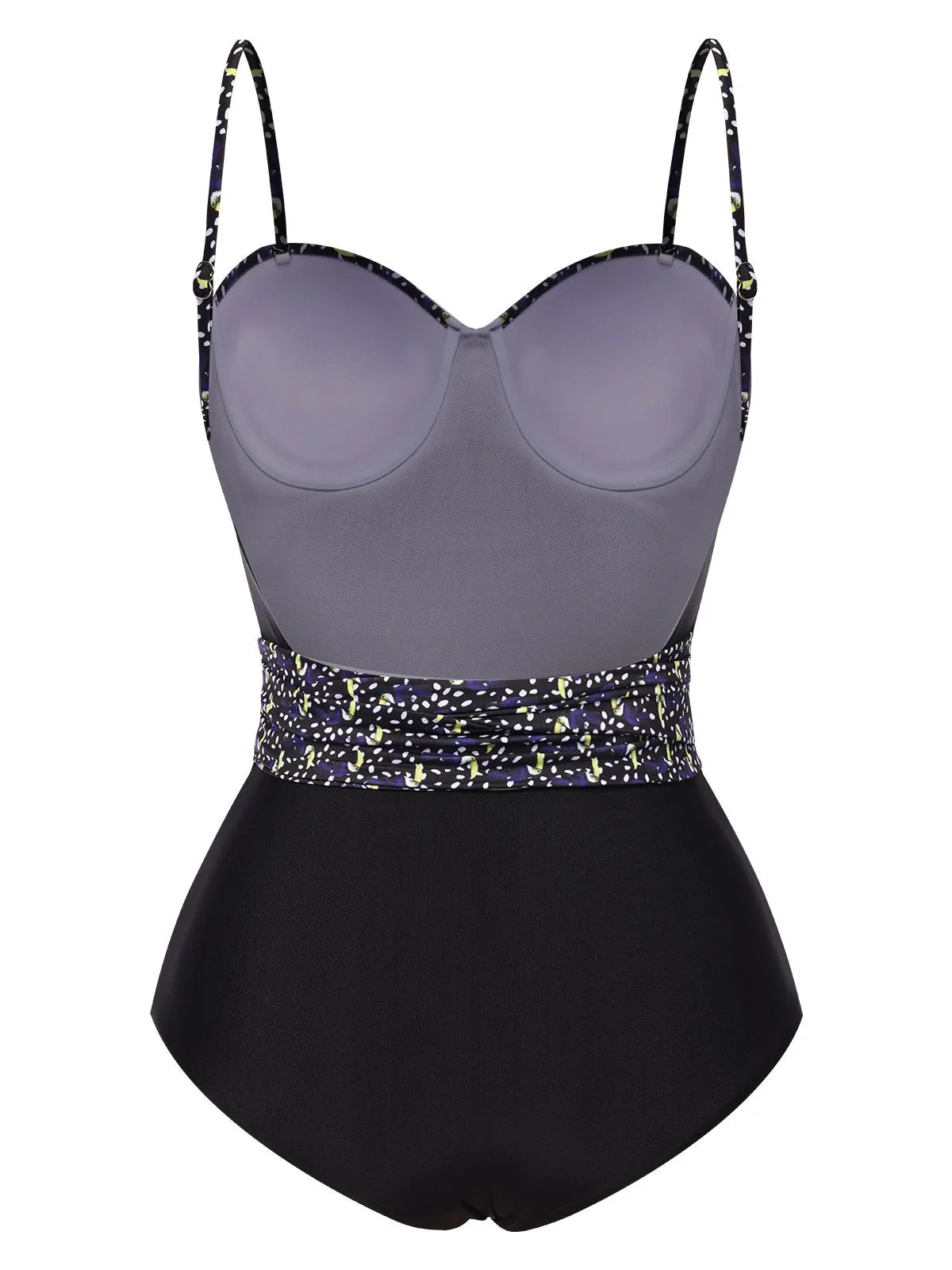 Maillot de bain noir à bretelles spaghetti et nœud à pois des années 1930 - Image 3