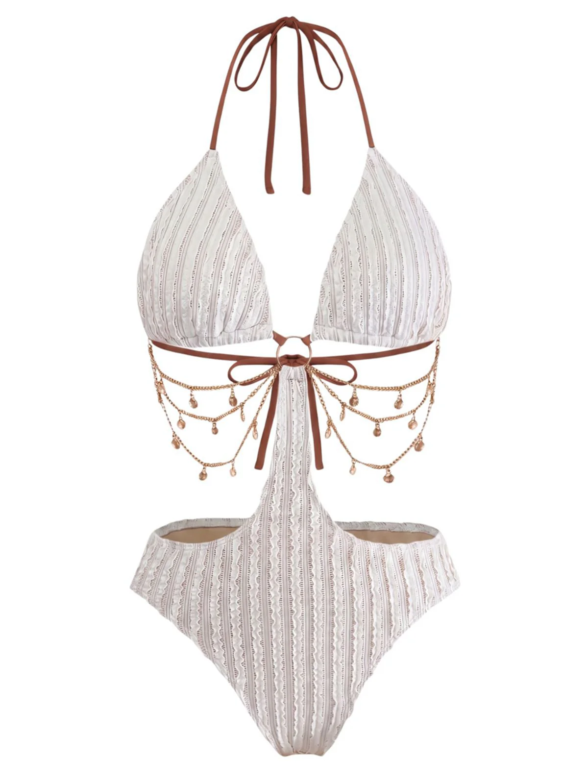 Maillot de Bain Noir Métal Chaîne Découpé Années 1930 - Image 5