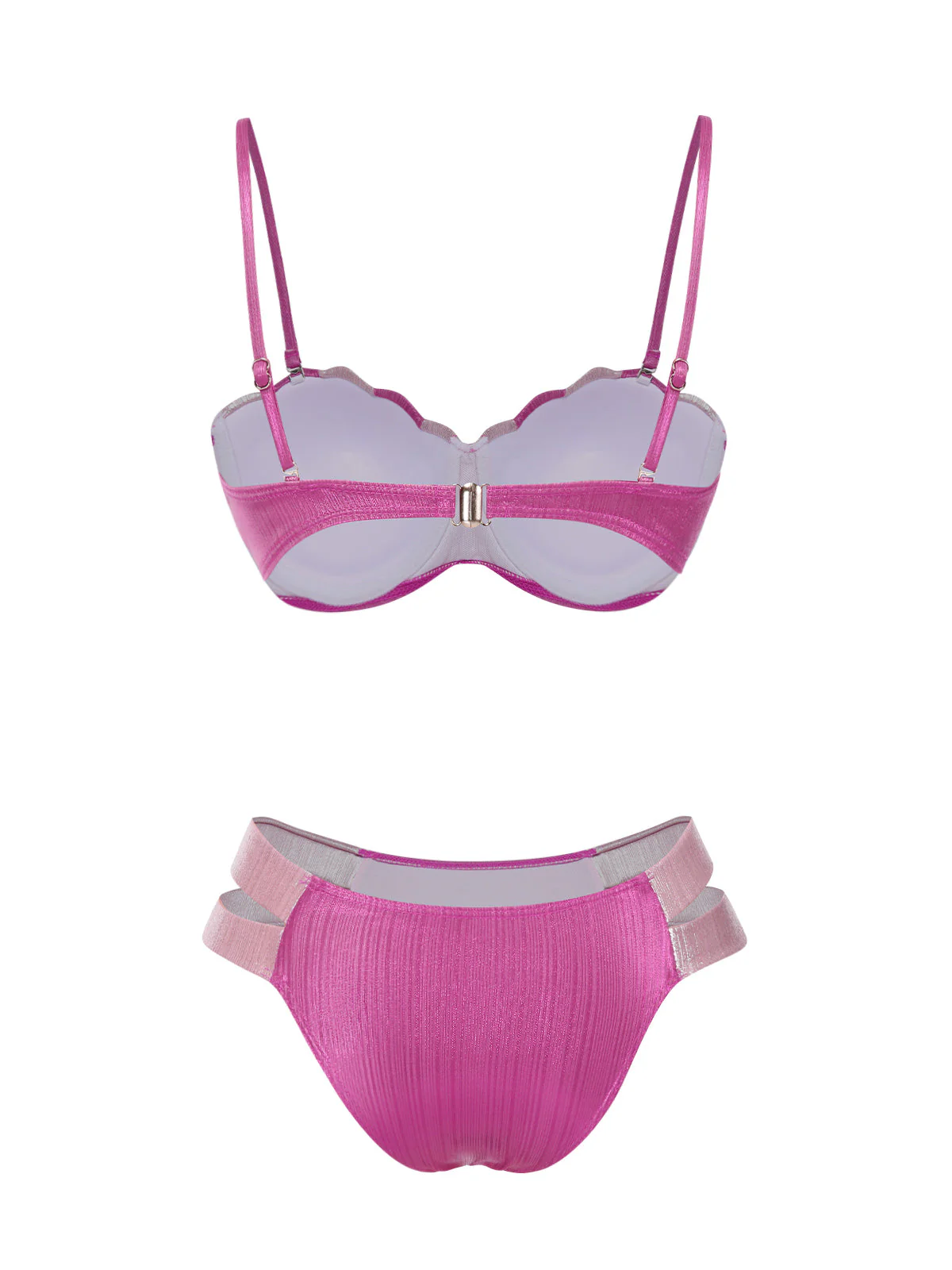 Maillot de bain patchwork en forme de coquillage rose des années 1970 - Image 3