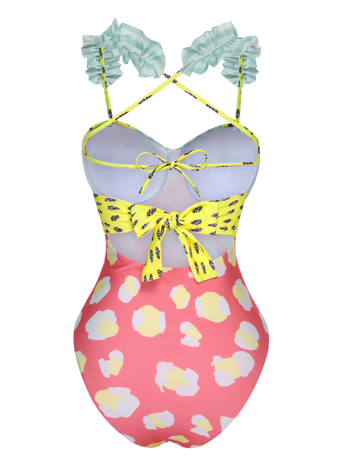 Maillot de bain patchwork multicolore style dessin animé années 1950 - Image 3