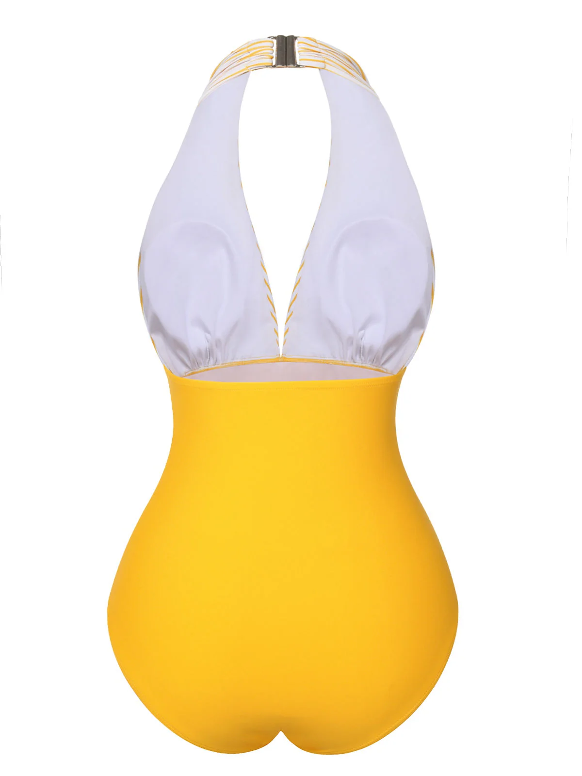 Maillot de bain patchwork rayé jaune années 1950 - Image 4