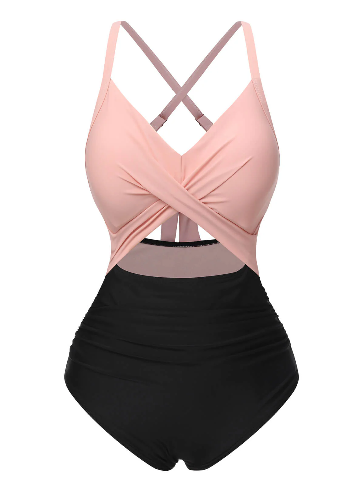 Maillot de bain patchwork taille creuse vert et noir des années 1940 - Image 5