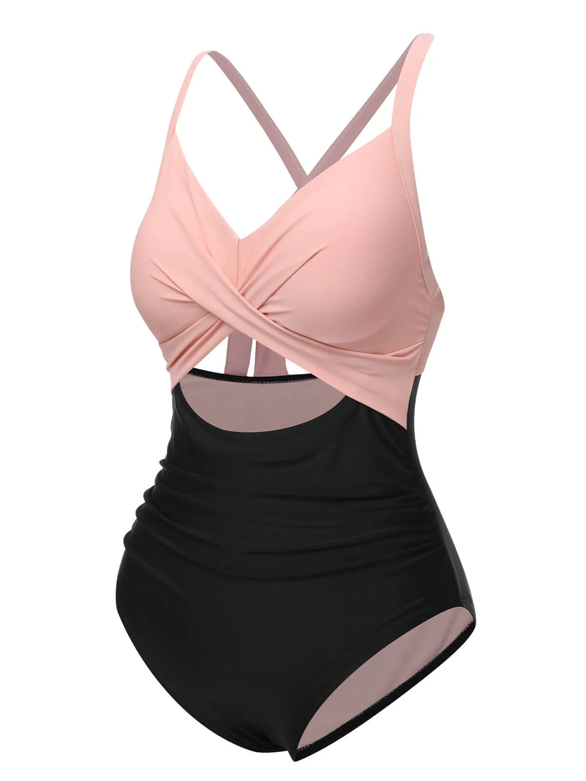 Maillot de bain patchwork taille creuse vert et noir des années 1940 - Image 6