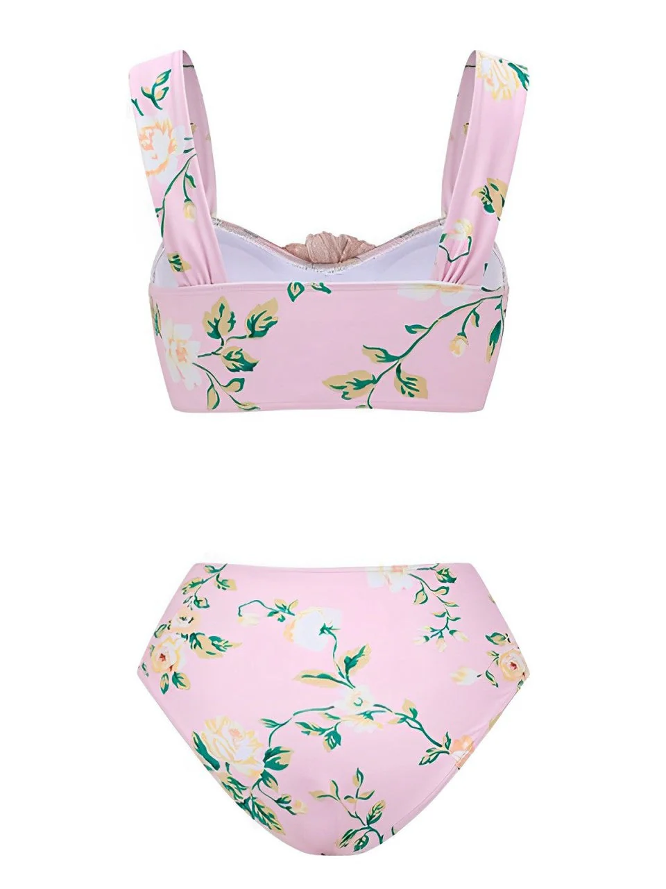 Maillot de bain plissé rose fait main avec fleurs 3D des années 1930 - Image 2