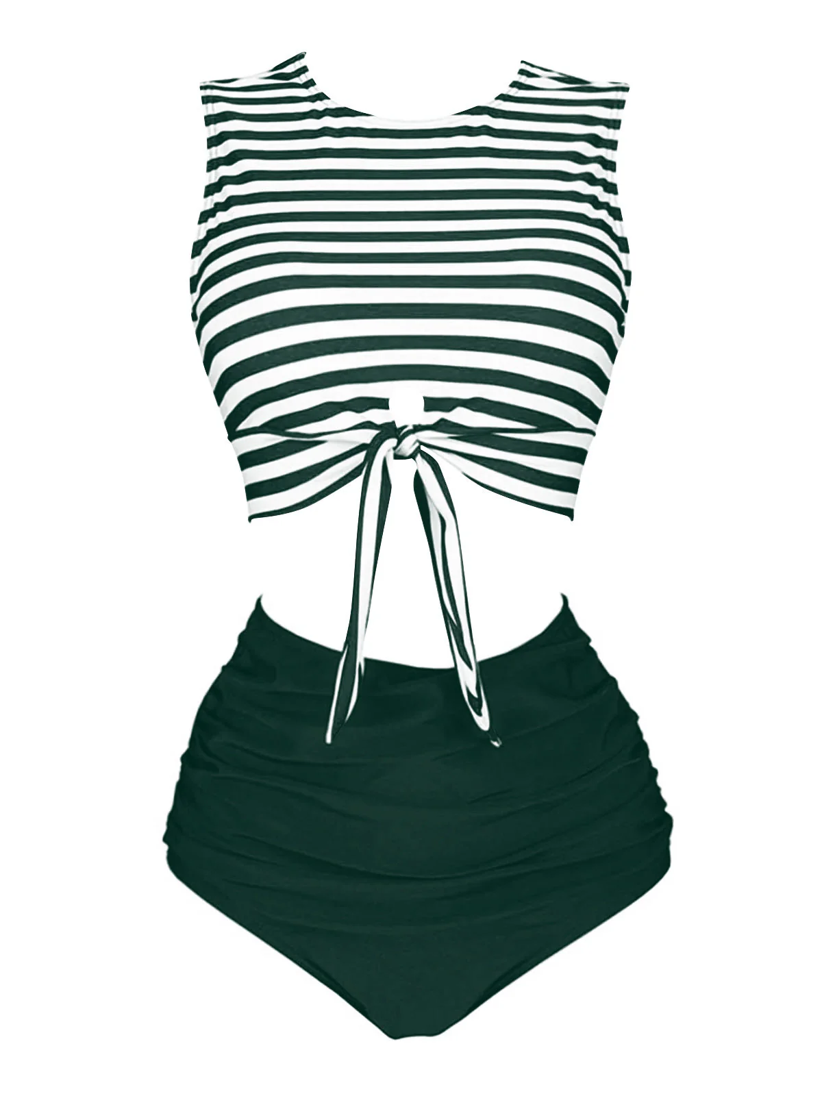 Maillot de bain à rayures à lacets violette des années 1970 - Image 8