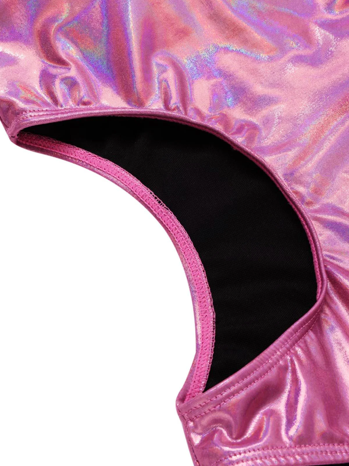 Maillot de bain rose avec nœud profond en V brillant creux années 70 - Image 6