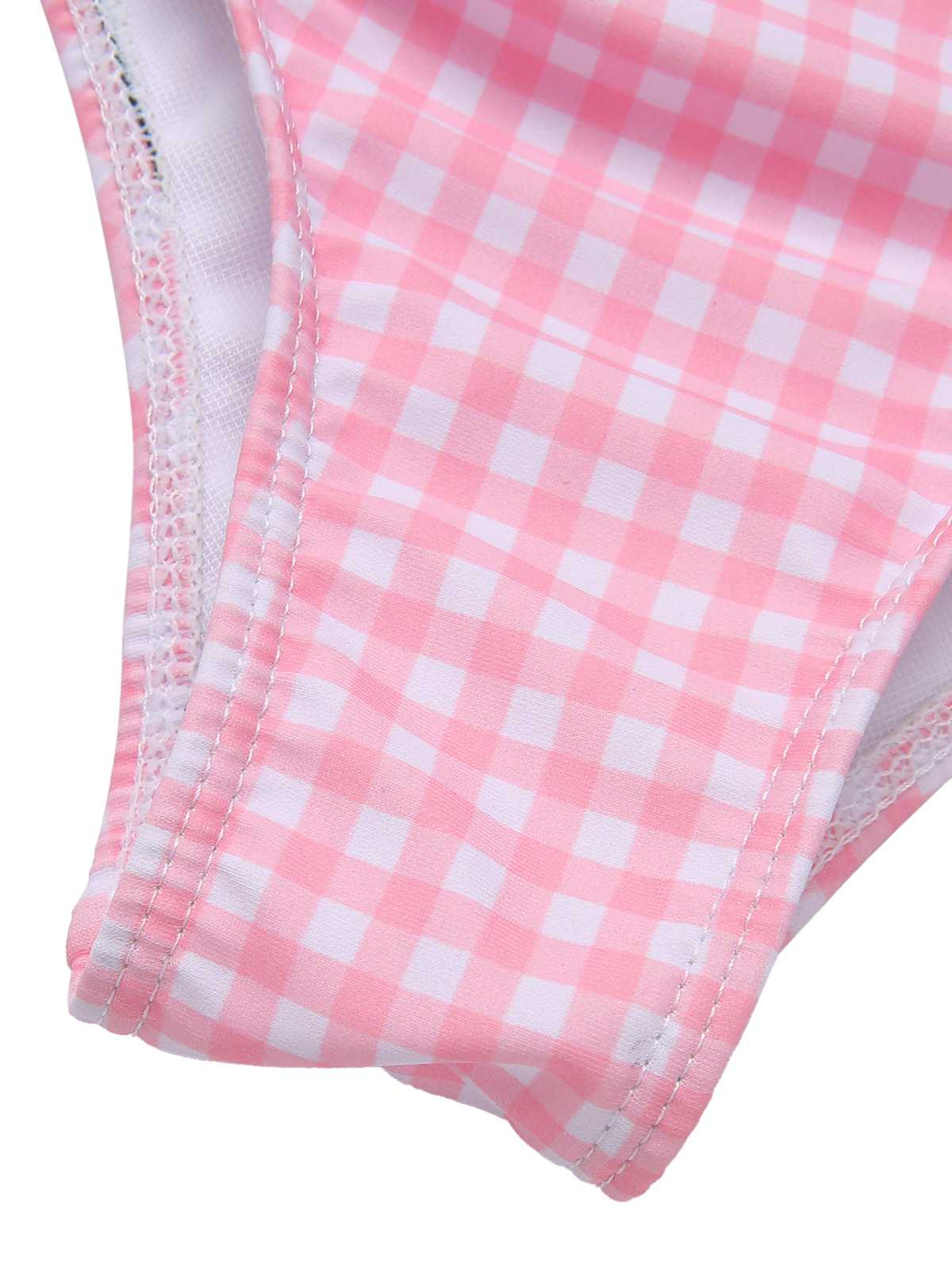 Maillot de bain rose à carreaux coeur et bretelles spaghetti des années 1950 - Image 7