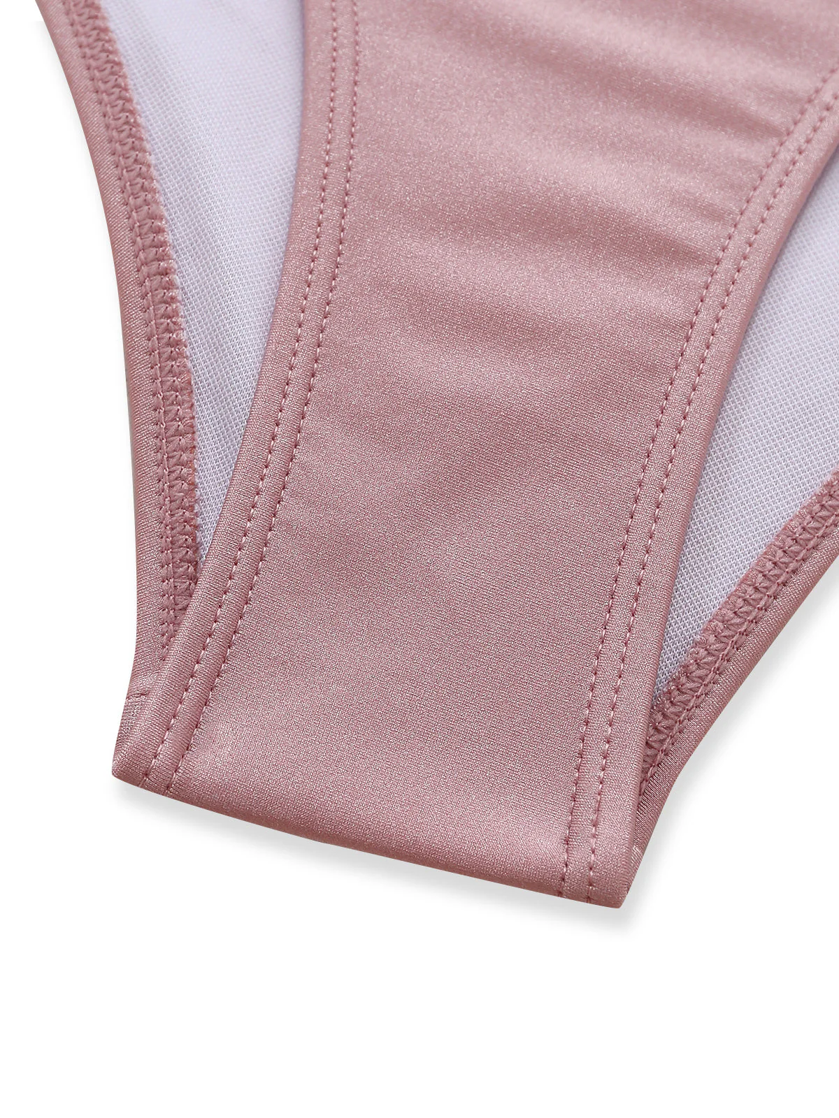 Maillot de bain rose dos nu anneau métallique et liens croisés années 40 - Image 6