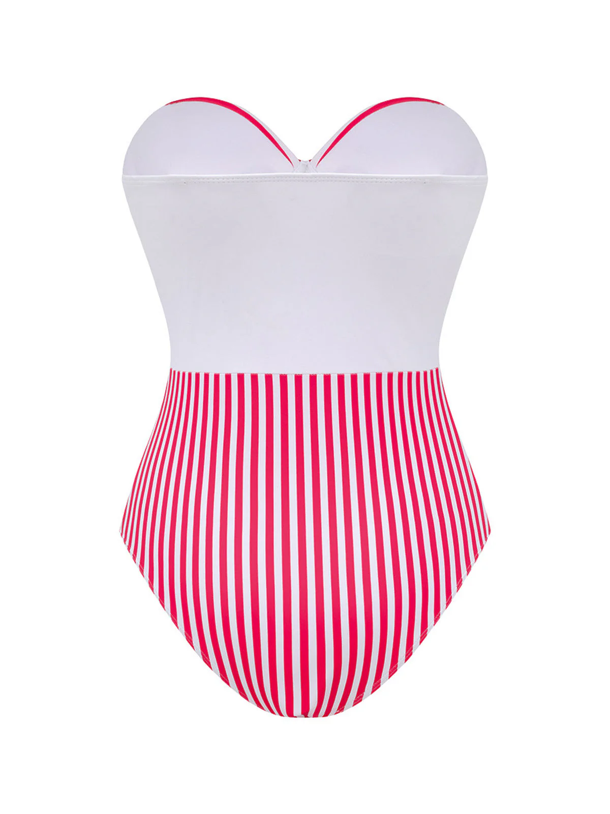 Maillot De Bain Rose Rayé Sans Bretelles Avec Paréo Années 40 - Image 3