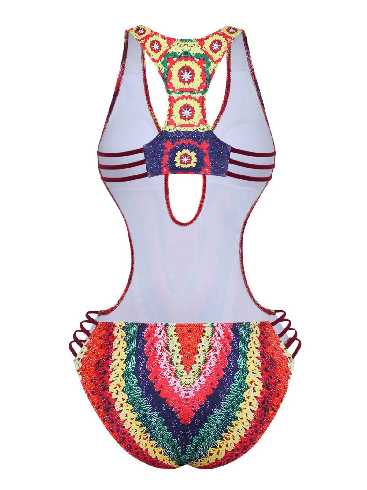 Maillot de bain rouge à bretelles découpes en forme toile d'araignée années 1960 - Image 5
