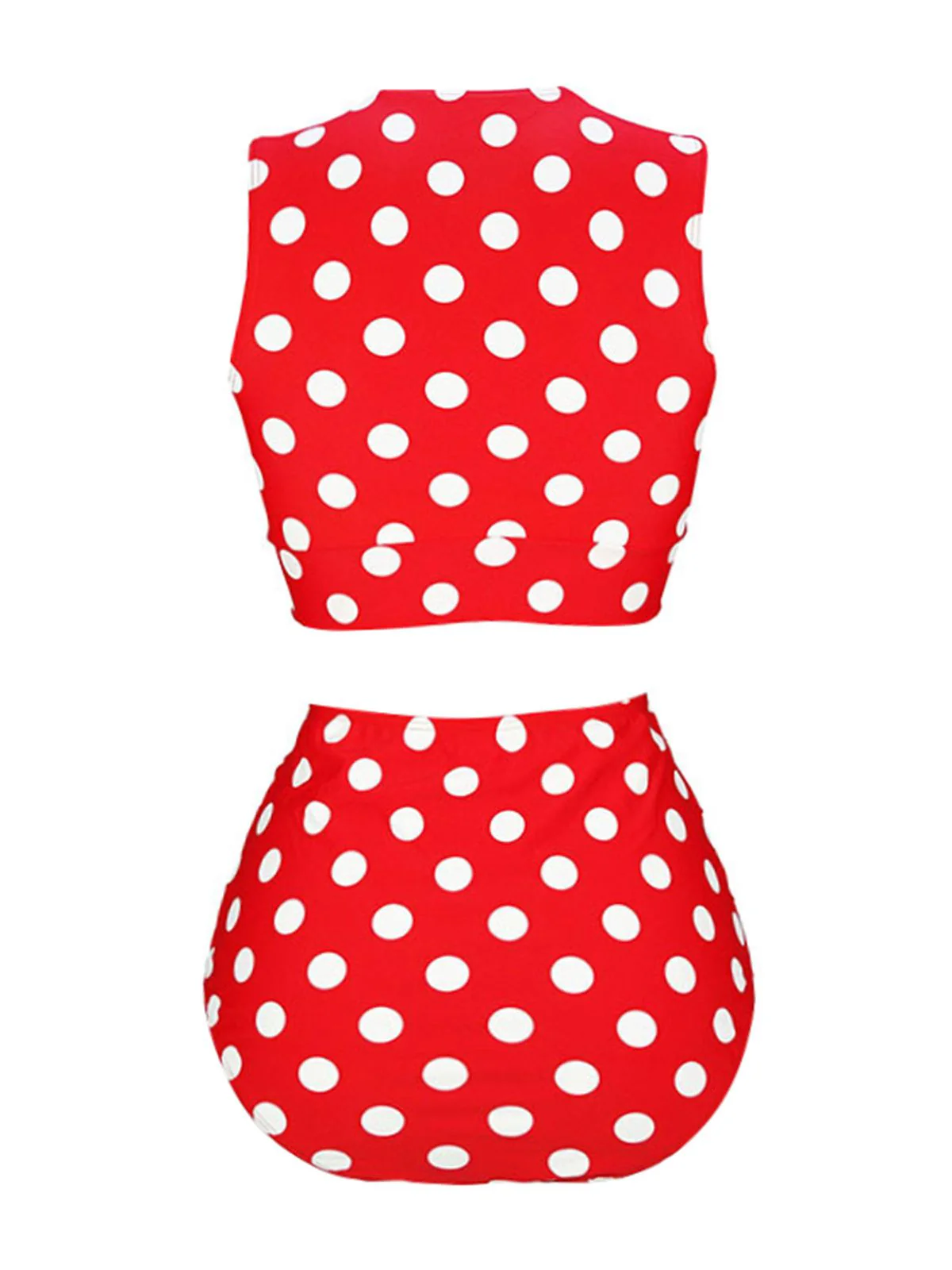 Maillot de bain rouge à pois avec ceinture nouée années 1970 - Image 3