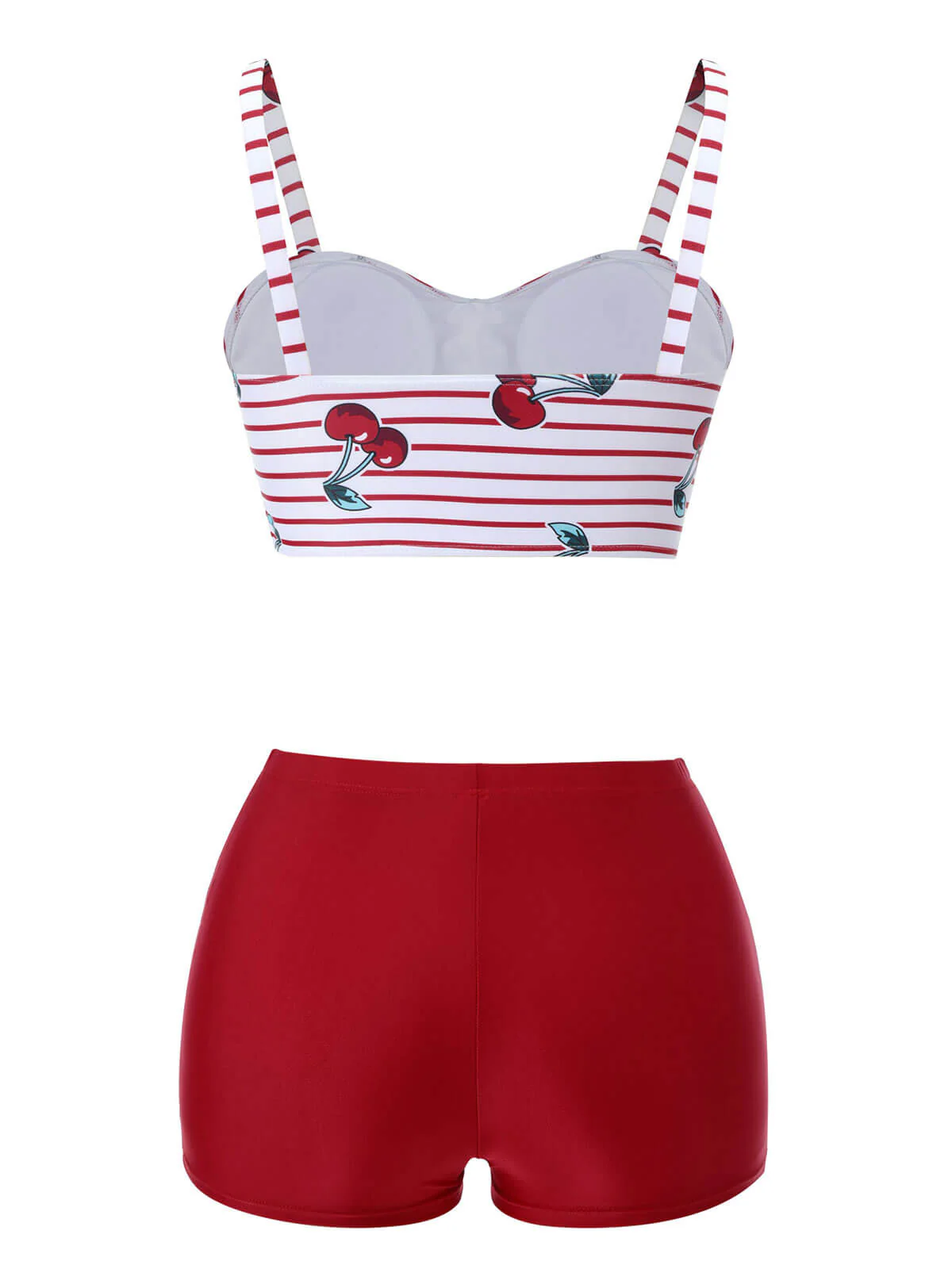 Maillot de bain rouge à rayures cerises des années 1950 - Image 3